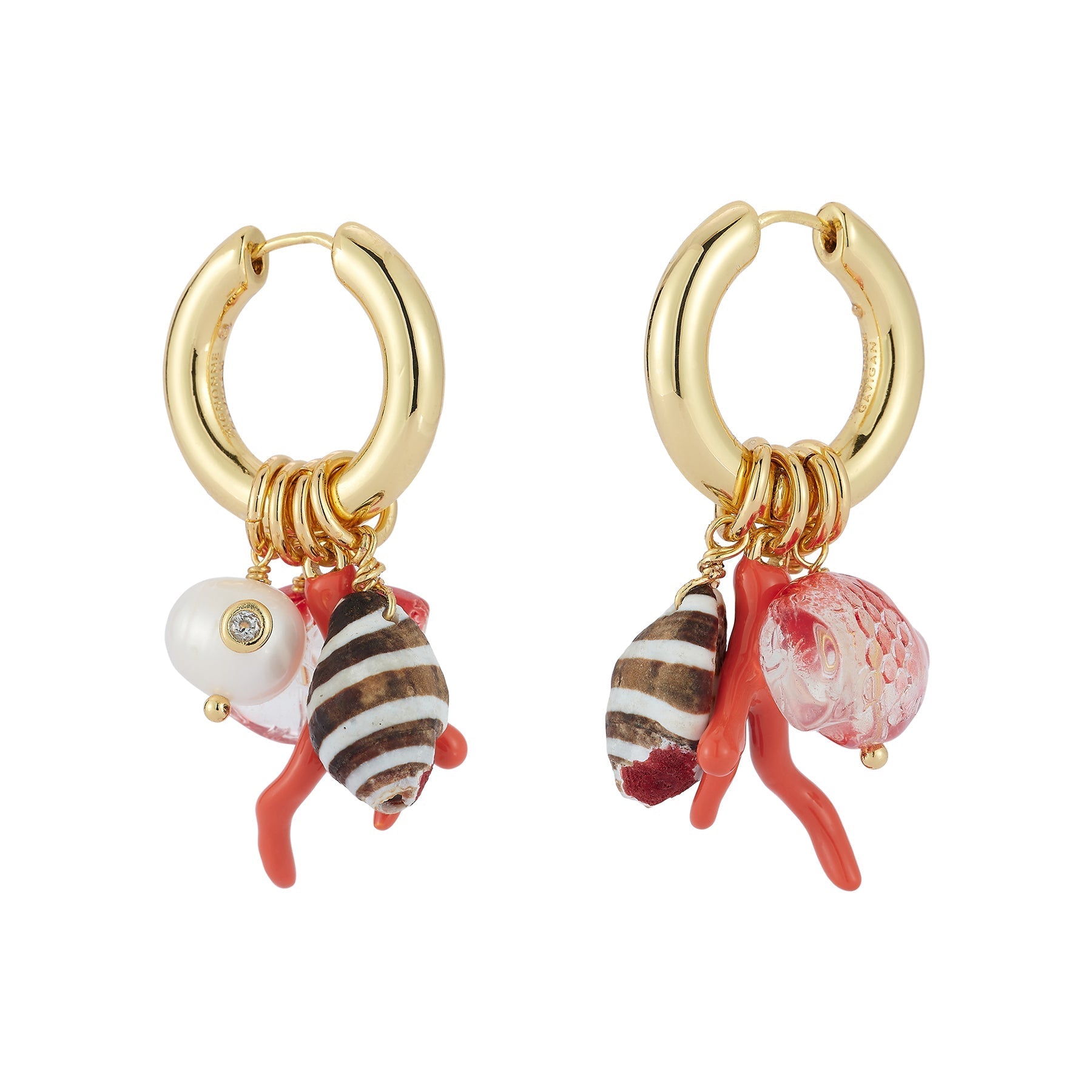 Ada Hoops – Gold Petite Hoops with Sea - Inspired Charms - Triniskies