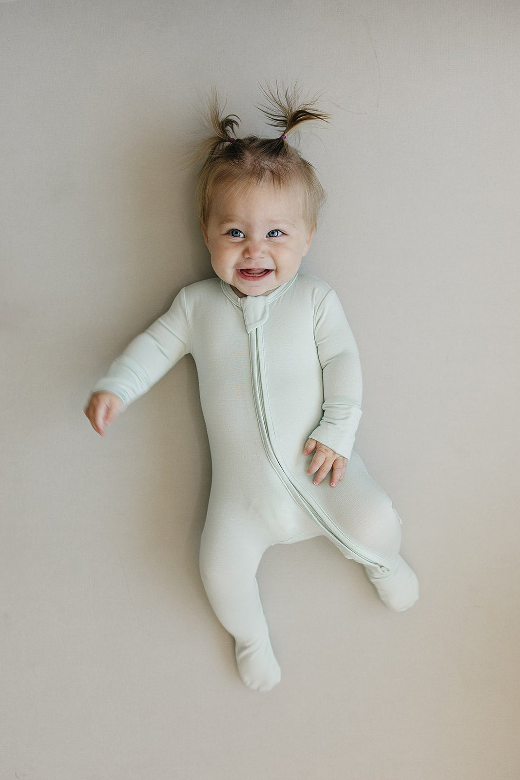Bamboo Zip Footie – Soft Infant Pajamas with Fold - Over Mittens - Triniskies