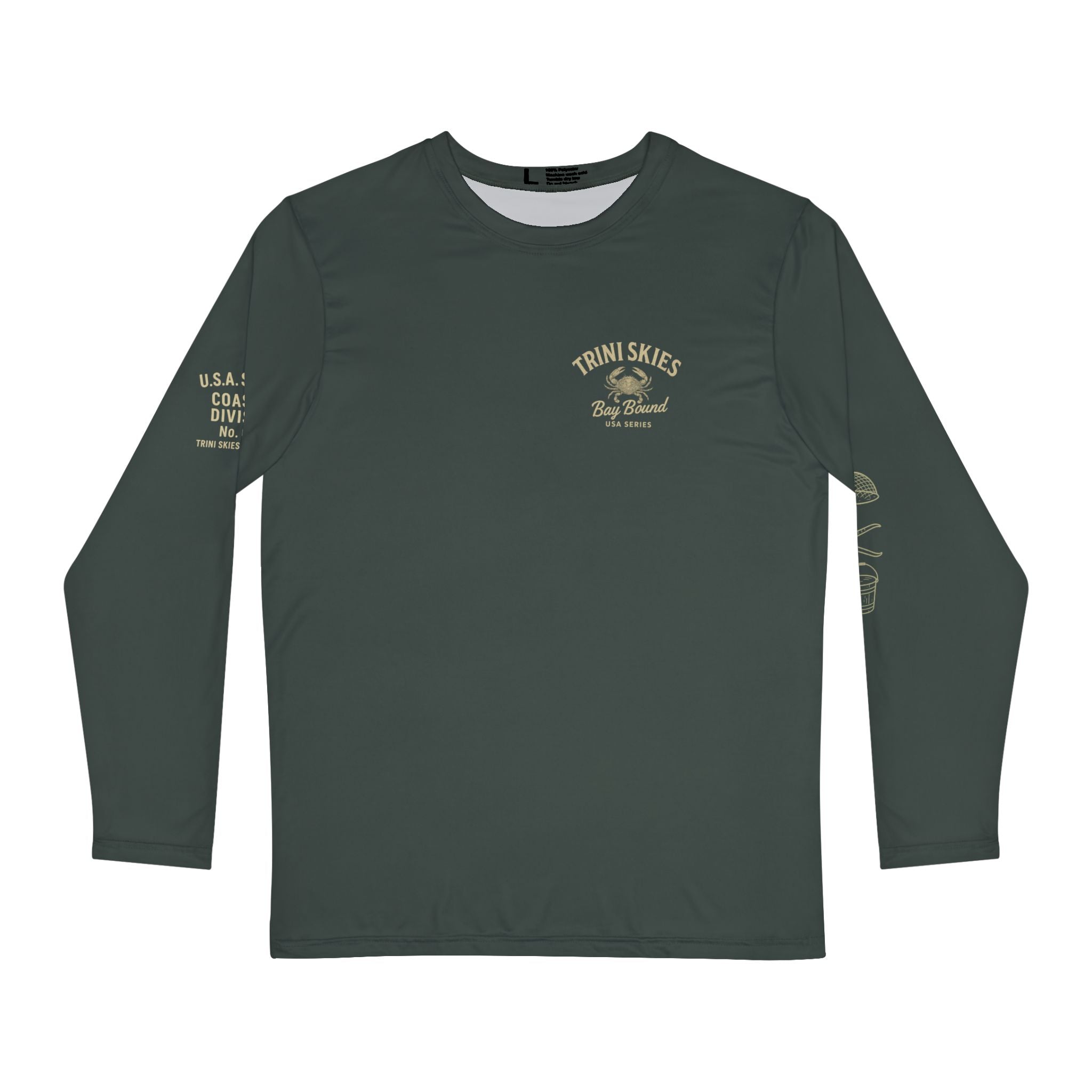 Bay Bound Crab Nets Shirt USA Series Long Sleeve Fishing Shirt Trini Skies Gear Anglers Shirt Americana Apparel - Triniskies