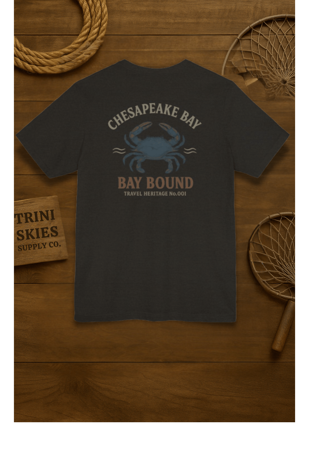 Bay Bound Crab Tee Chesapeake Bay Shirt Blue Crab Graphic T-Shirt Trini Skies - Triniskies