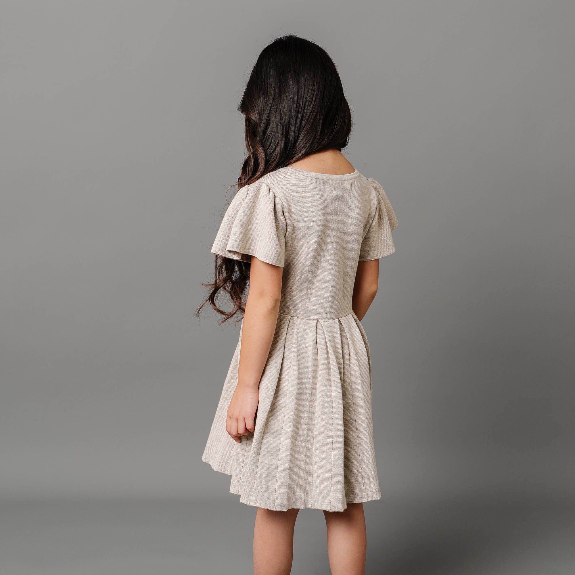 Beautiful Pleated Sweater Dress for Baby Girls - Organic Cotton Twirl Dress - Triniskies