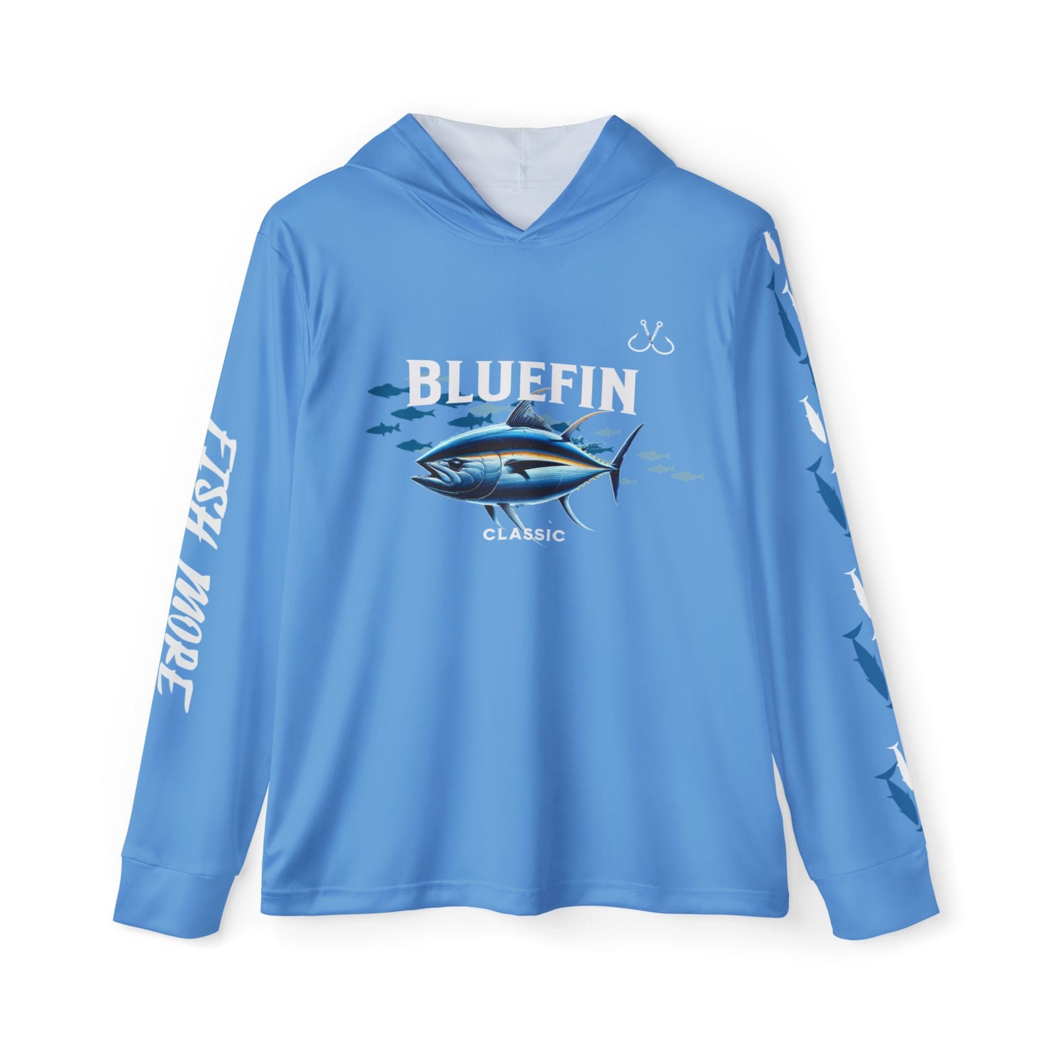 Bluefin Classic Performance Fishing Hoodie, 100% Polyester, Climate Control with UV Protection (BABY BLUE) - Triniskies