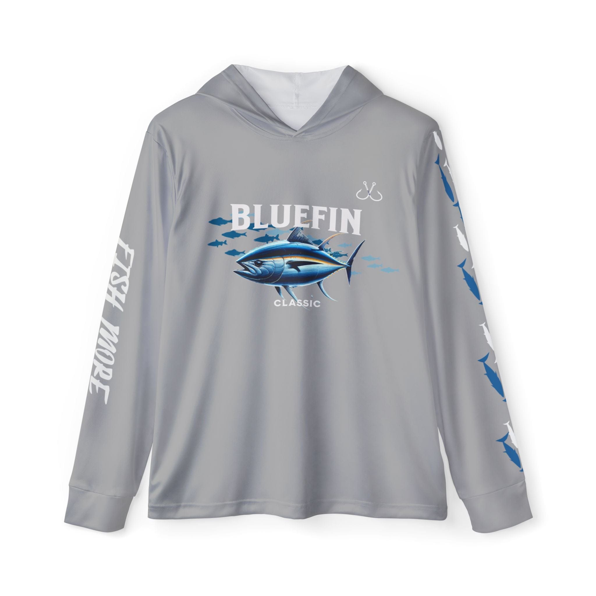 Bluefin Classic Performance Fishing Hoodie, 100% Polyester, Climate Control with UV Protection (GREY) - Triniskies