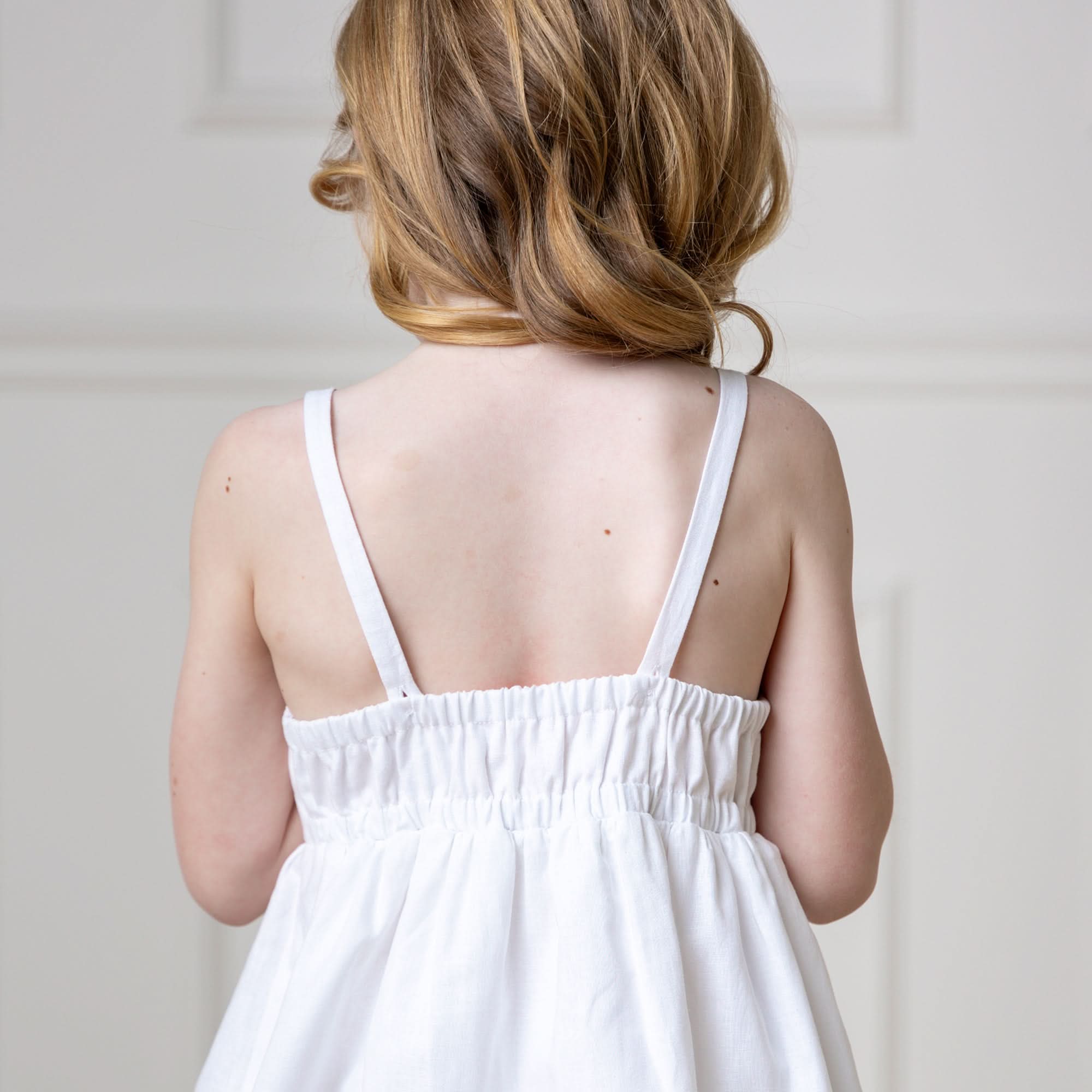 Bow Front Sundress – Girls Organic Cotton & Linen Summer Dress with Adjustable Straps - Triniskies
