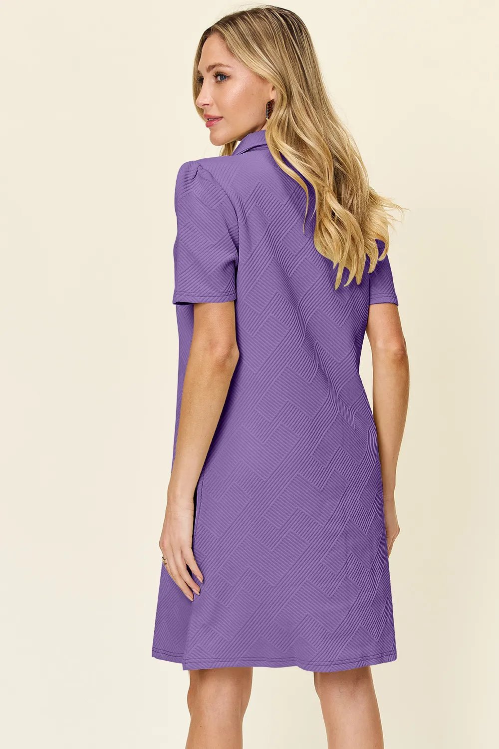 Coastal Texture Collared Mini Dress – Multiple Colors - Triniskies