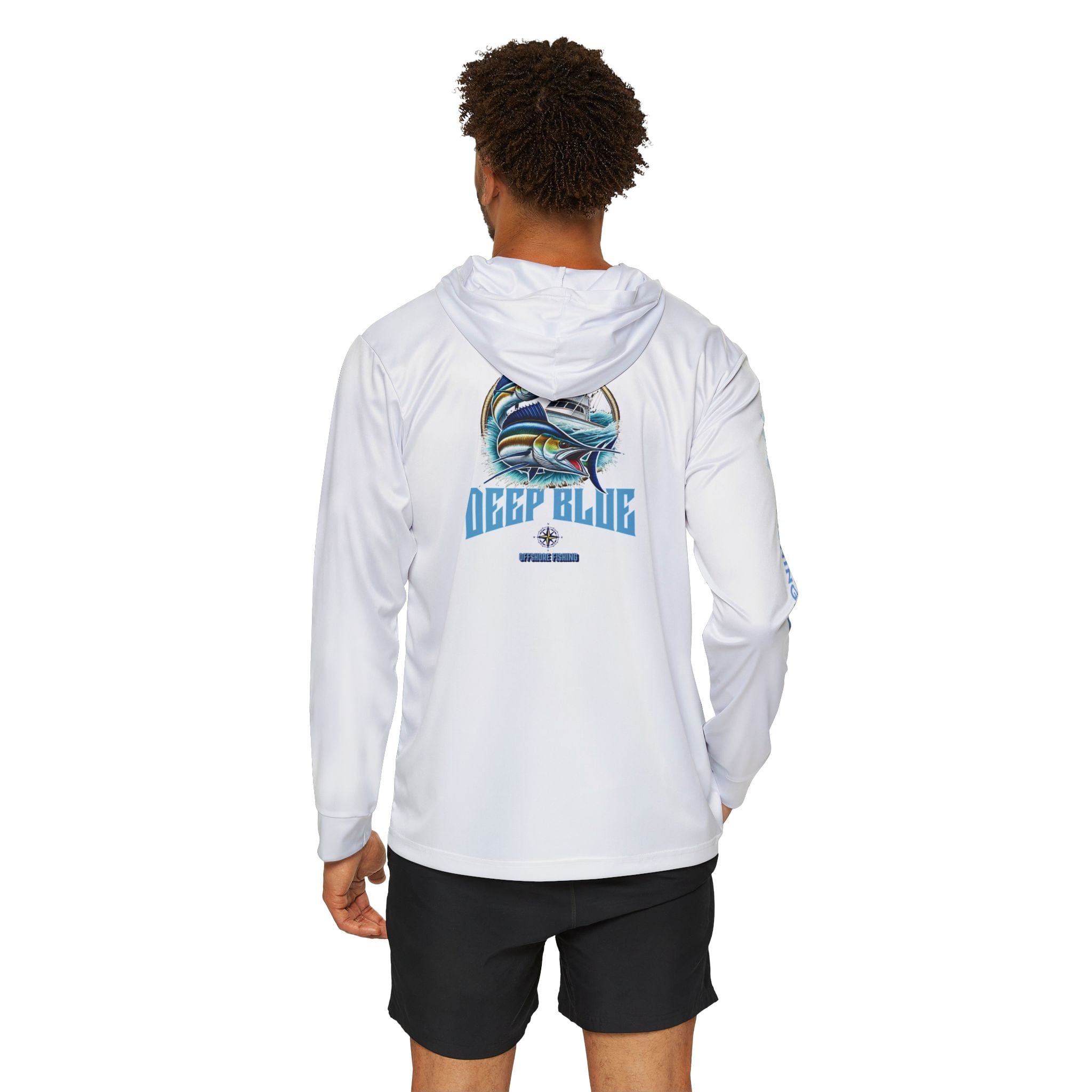 Deep Blue Offshore Fishing Unisex Performance Hoodie, 100% Polyester, Quick - Dry Activewear. - Triniskies