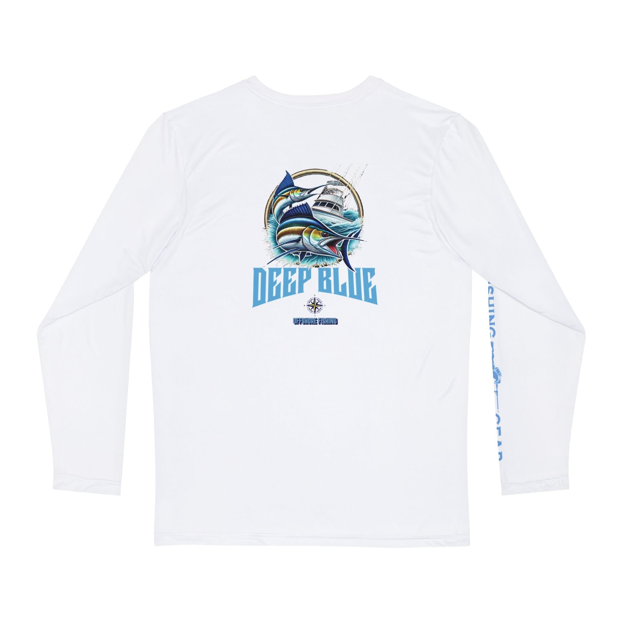Deep Blue Offshore Fishing Unisex Performance Long Sleeve Shirt, 100% Polyester, Quick - Dry Activewear - Triniskies