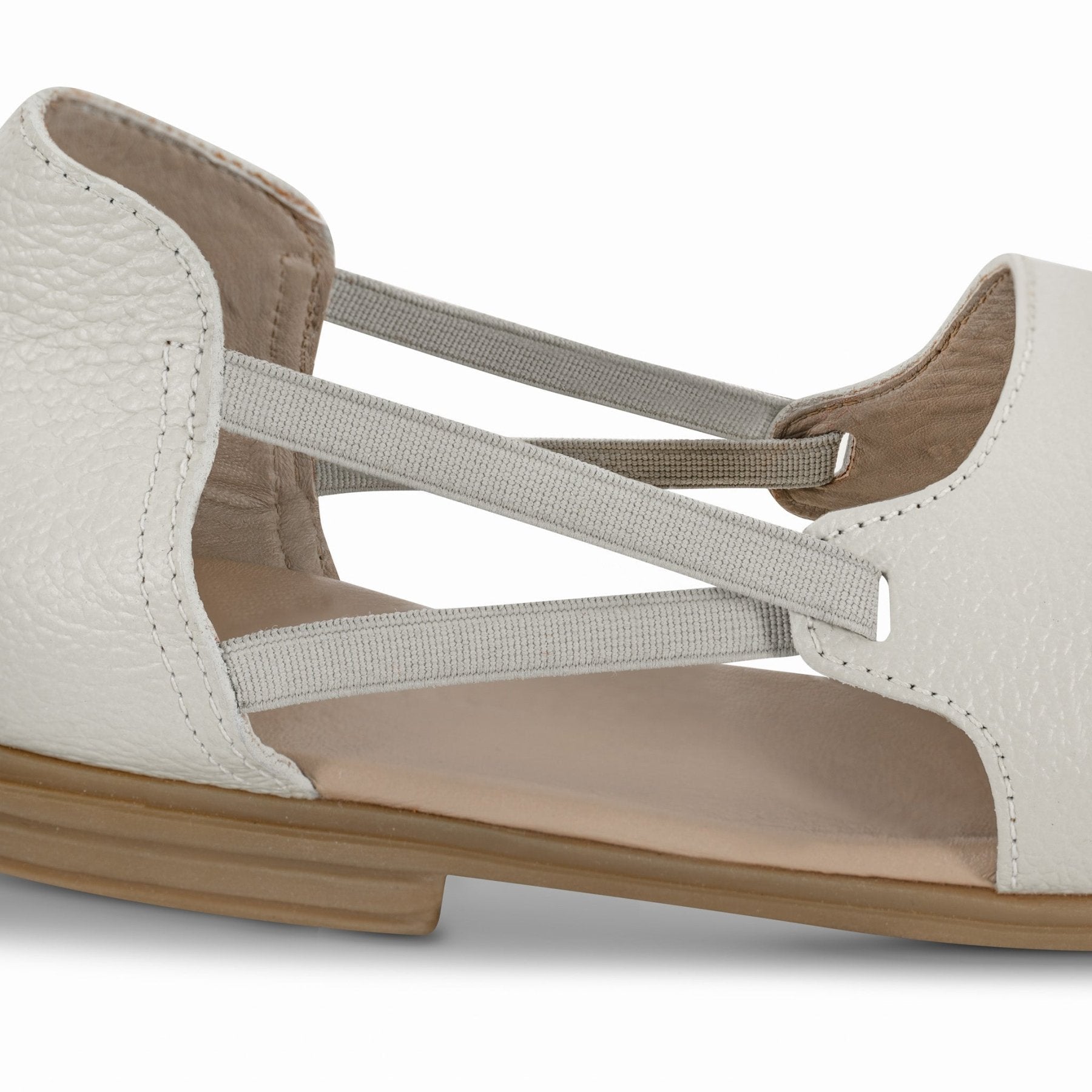 Dove Gray Peep Toe Sandals - Womads Leather Flats for Women - Triniskies
