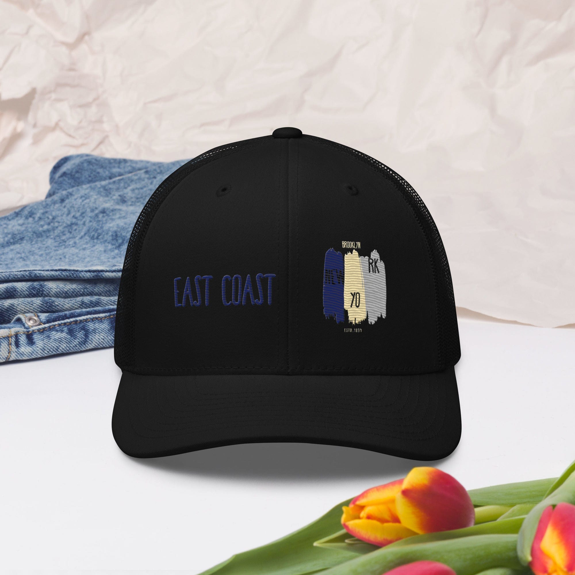 East Coast Brooklyn Embroidered Snapback Trucker Cap, Adjustable Mesh Back Hat - Triniskies