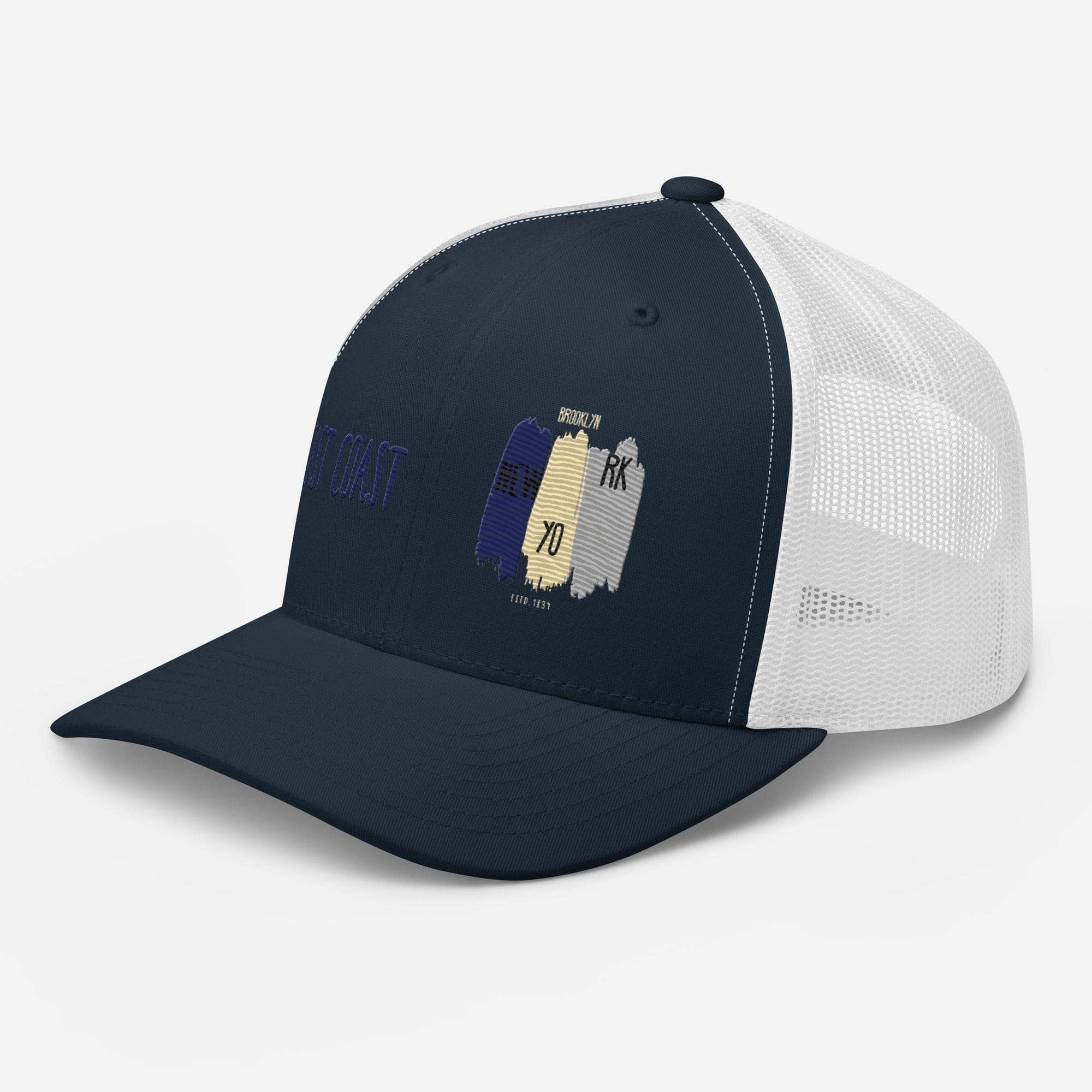 East Coast Brooklyn Embroidered Snapback Trucker Cap, Adjustable Mesh Back Hat - Triniskies