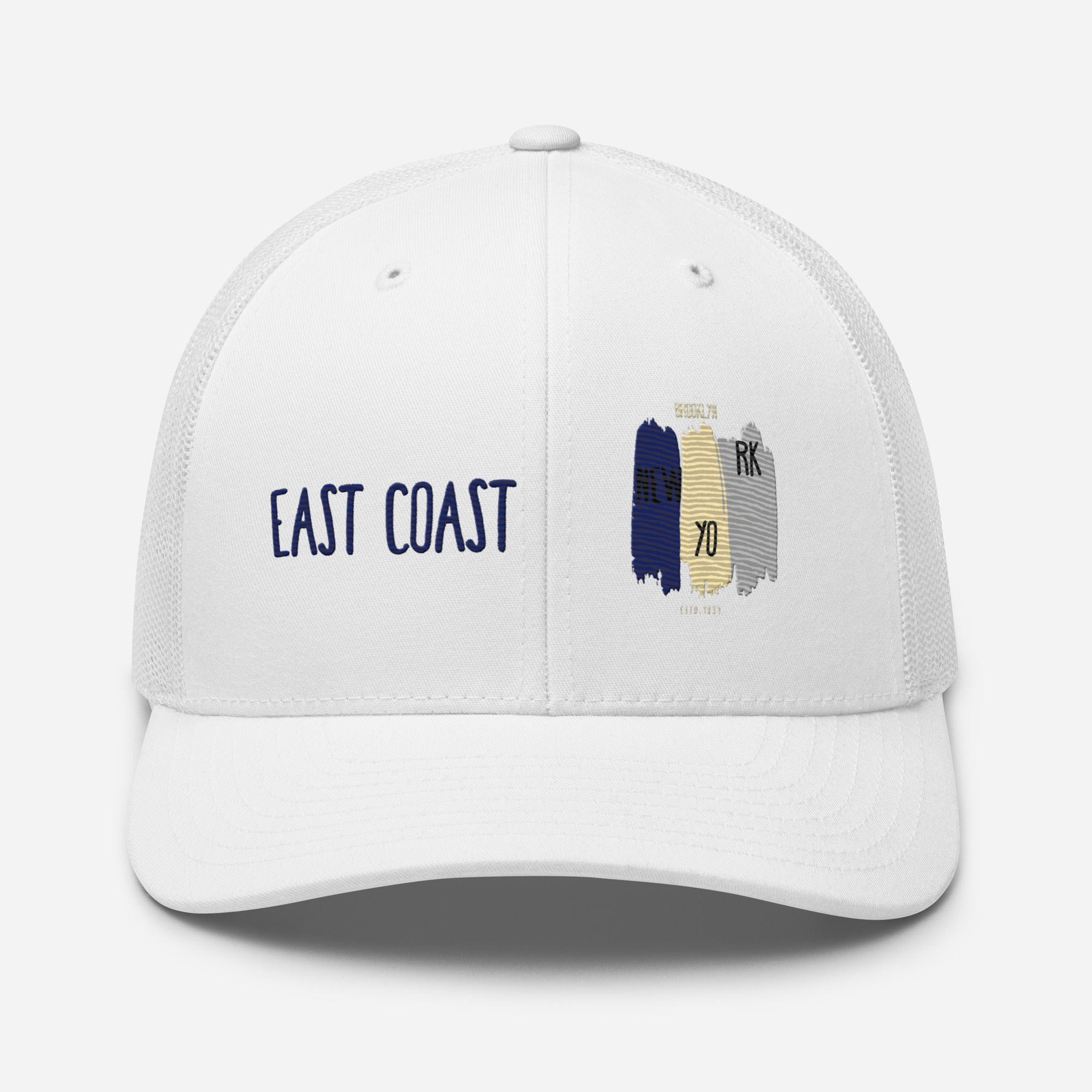 East Coast Brooklyn Embroidered Snapback Trucker Cap, Adjustable Mesh Back Hat - Triniskies