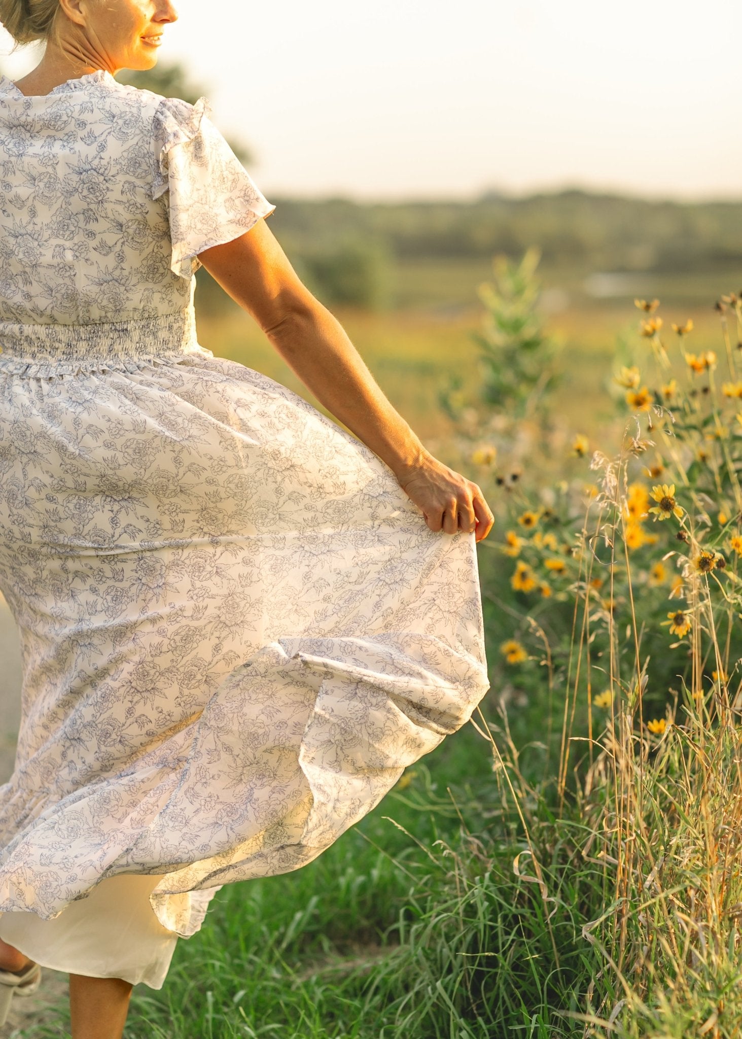 Eden Floral Maxi Dress – Blue Floral Nursing - Friendly Midi - Triniskies