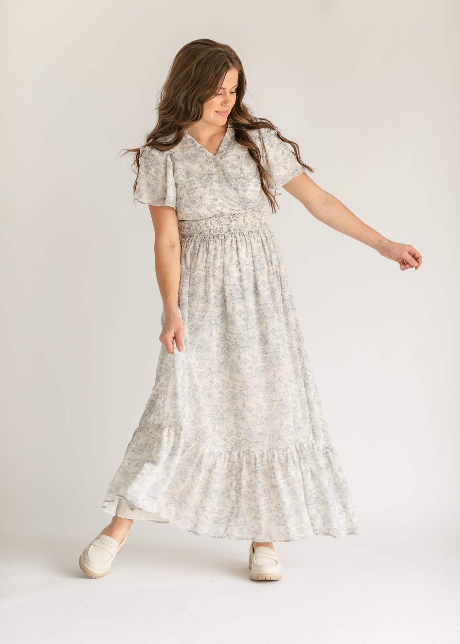 Eden Floral Maxi Dress – Blue Floral Nursing - Friendly Midi - Triniskies