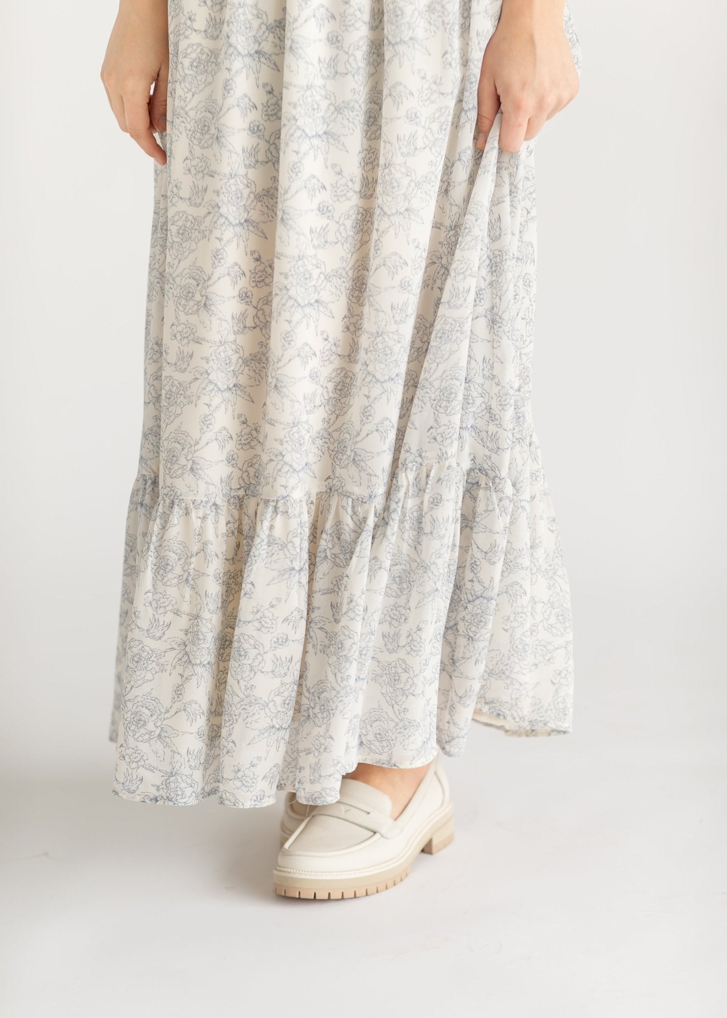 Eden Floral Maxi Dress – Blue Floral Nursing - Friendly Midi - Triniskies