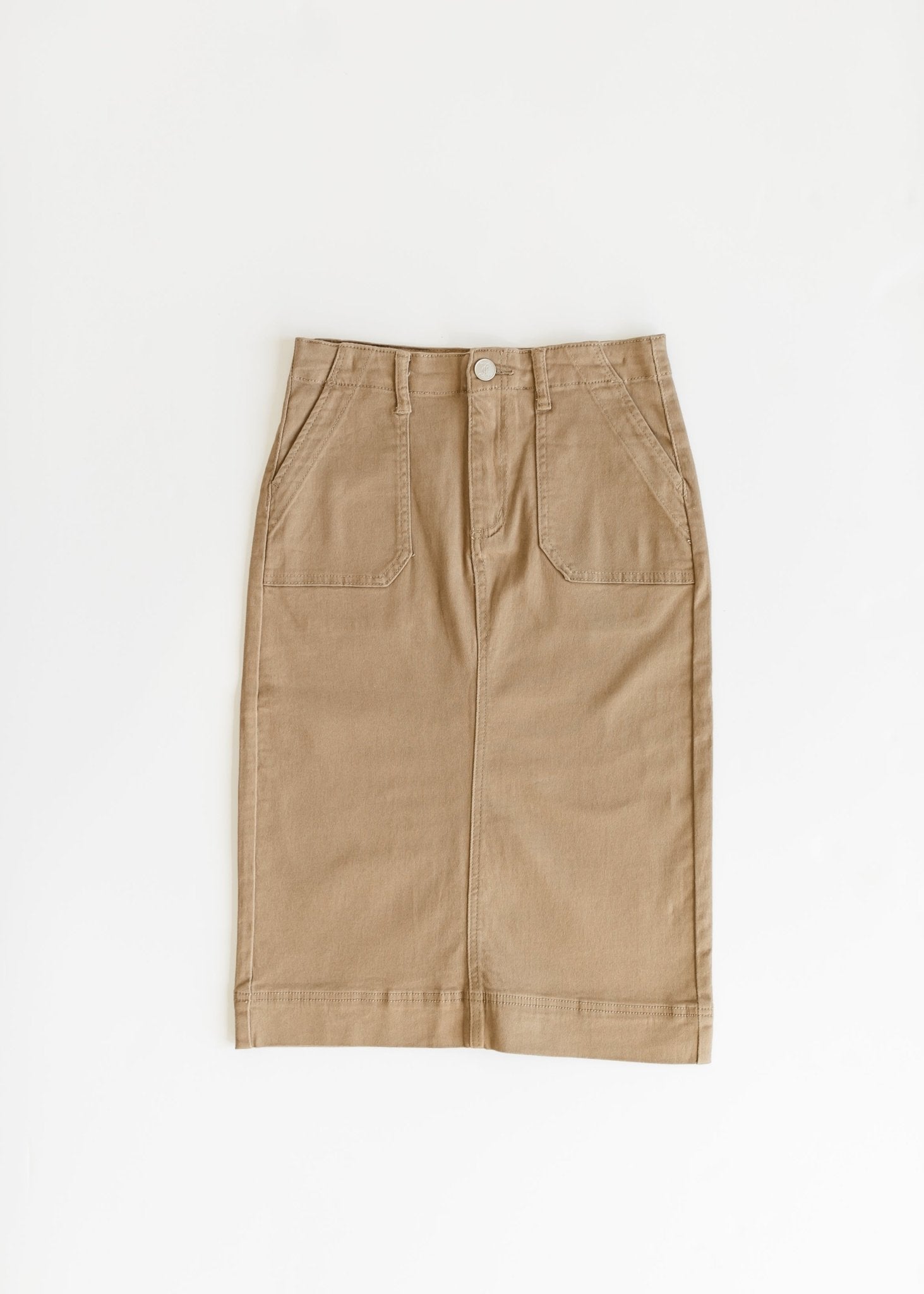 Erica Cotton Twill Midi Skirt – Classic Stretch Modest Skirt with Length Options - Triniskies