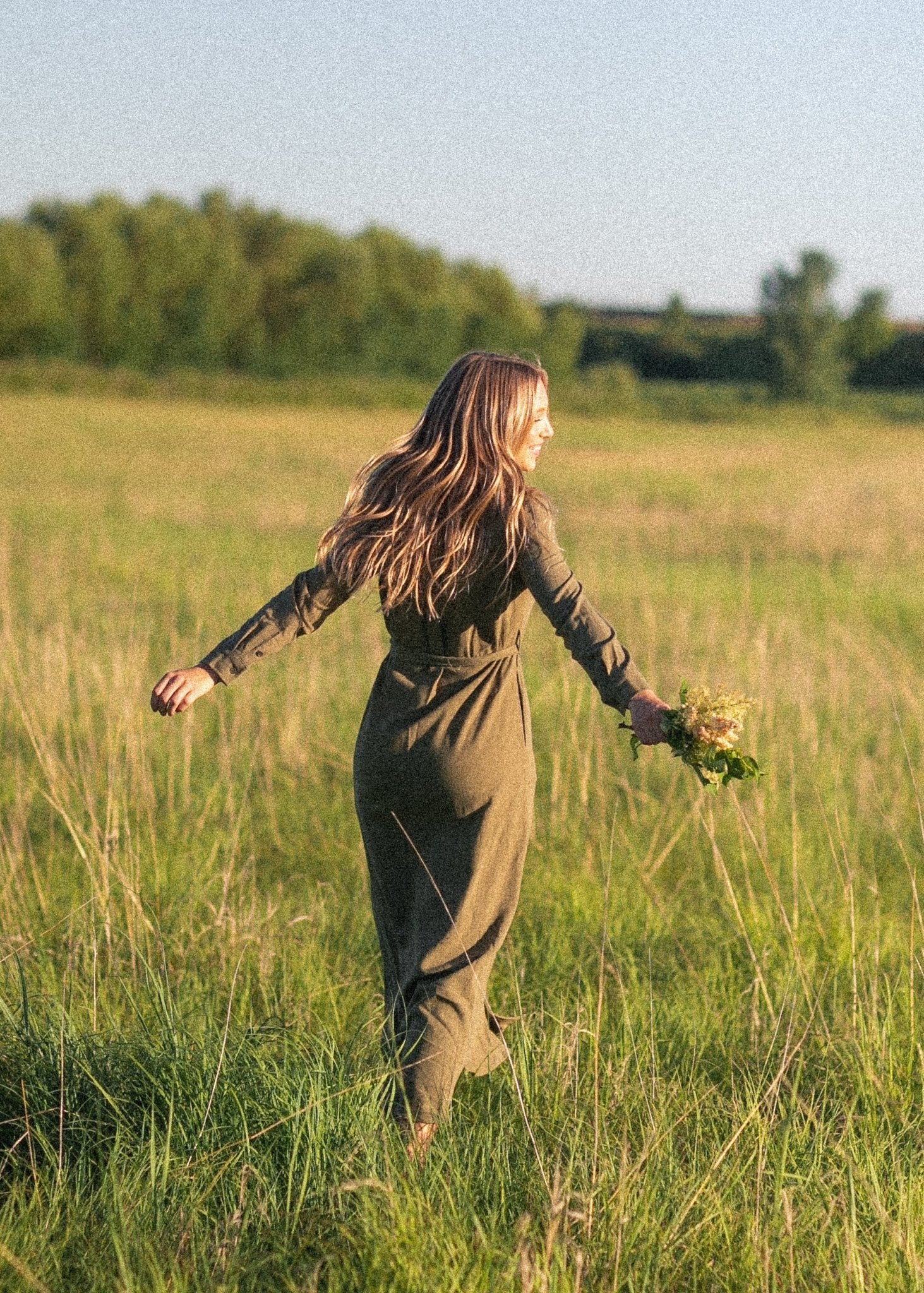 Essential Linen Shirt Dress – Long Sleeve Button - Front with Belt - Triniskies