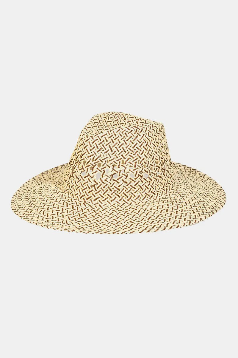 Fame Cutout Woven Straw Sun Hat – Breathable Wide Brim Beach & Resort Wear - Triniskies