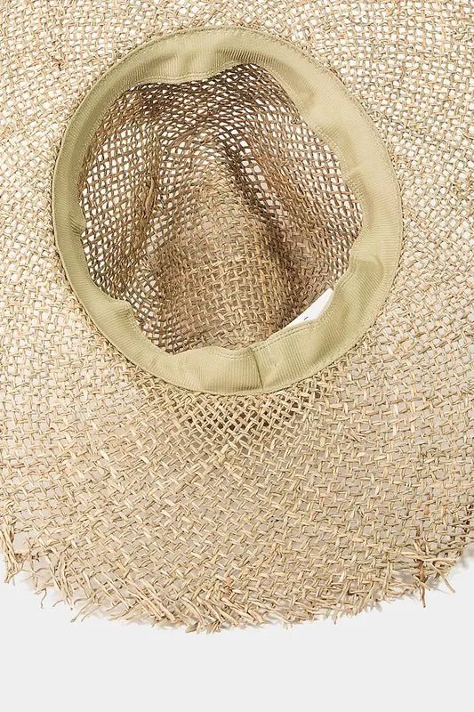 Fame Fringe Edge Wide Brim Straw Fedora – Boho Beach Sun Hat - Triniskies