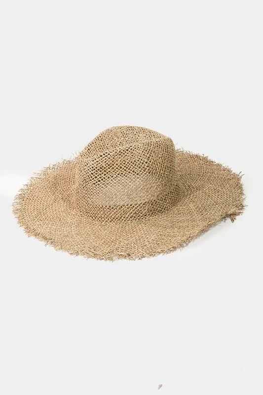 Fame Fringe Edge Wide Brim Straw Fedora – Boho Beach Sun Hat - Triniskies