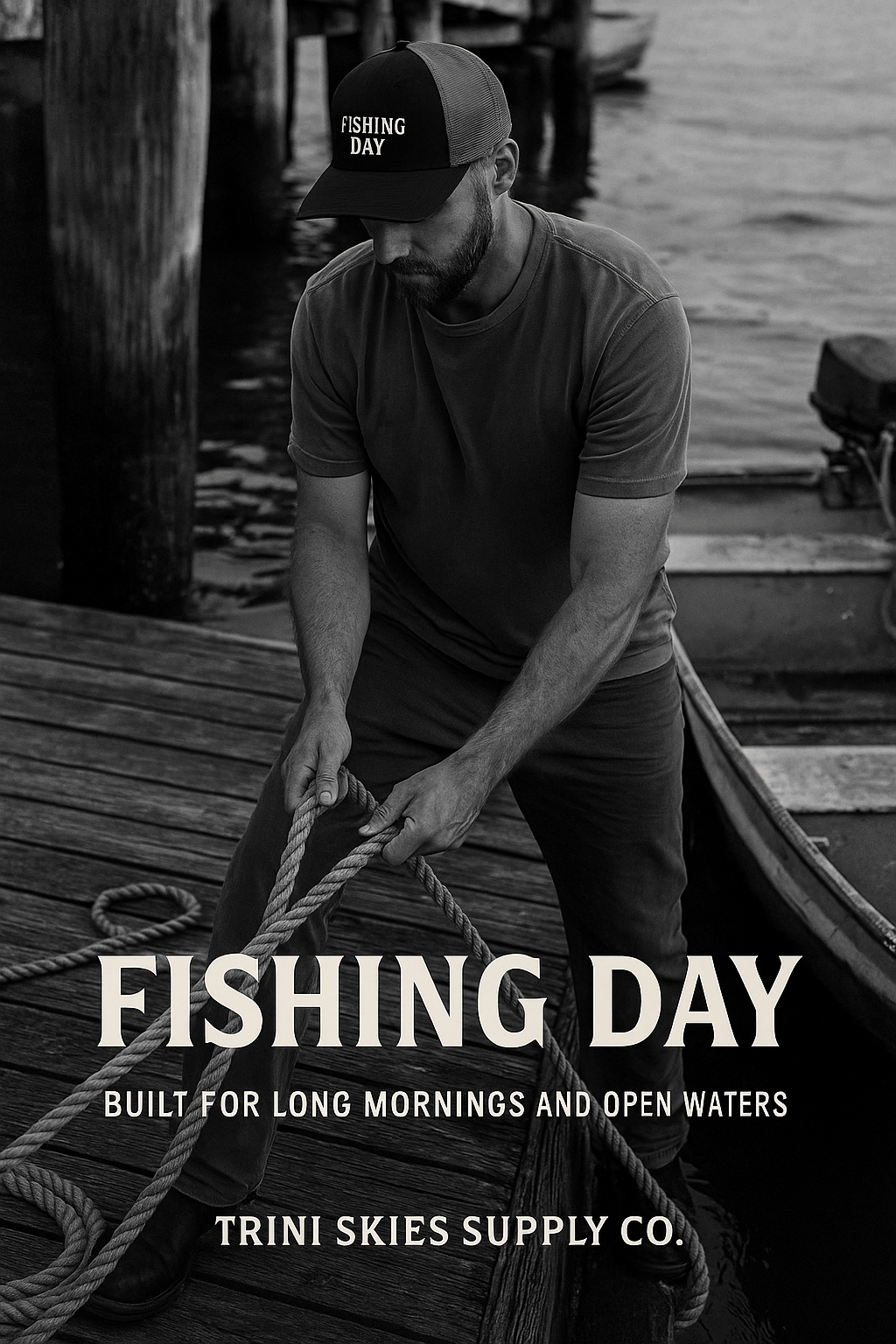 Fishing Day Richardson 112 Trucker Hat – Outdoor Heritage Cap – Rugged Mesh Back Hat – Timeless Americana Dockside Hat – Trini Skies Supply Co. - Triniskies