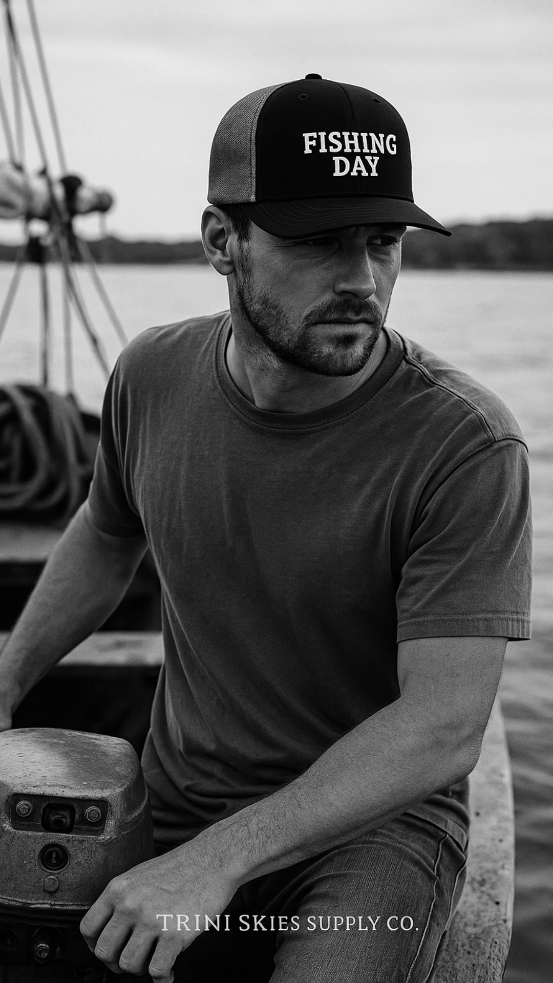 Fishing Day Richardson 112 Trucker Hat – Outdoor Heritage Cap – Rugged Mesh Back Hat – Timeless Americana Dockside Hat – Trini Skies Supply Co. - Triniskies