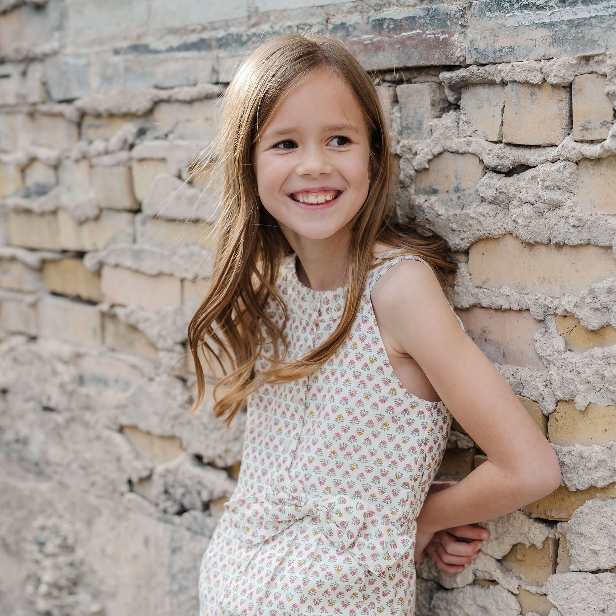 Girls Button Front Halter Romper – Organic Cotton Linen Blend with Bow & Pockets - Triniskies