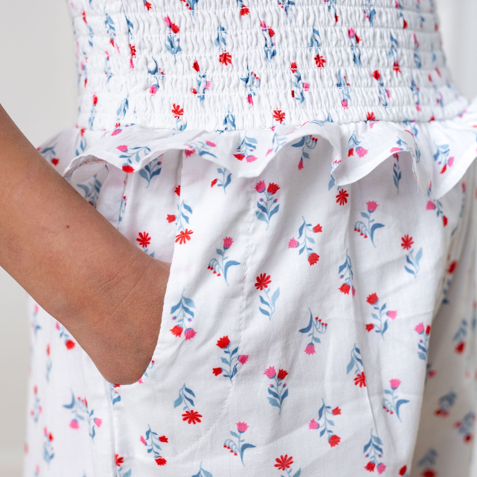 Girls Organic Puff Sleeve Smocked Romper – Paris Floral | Hope & Henry - Triniskies