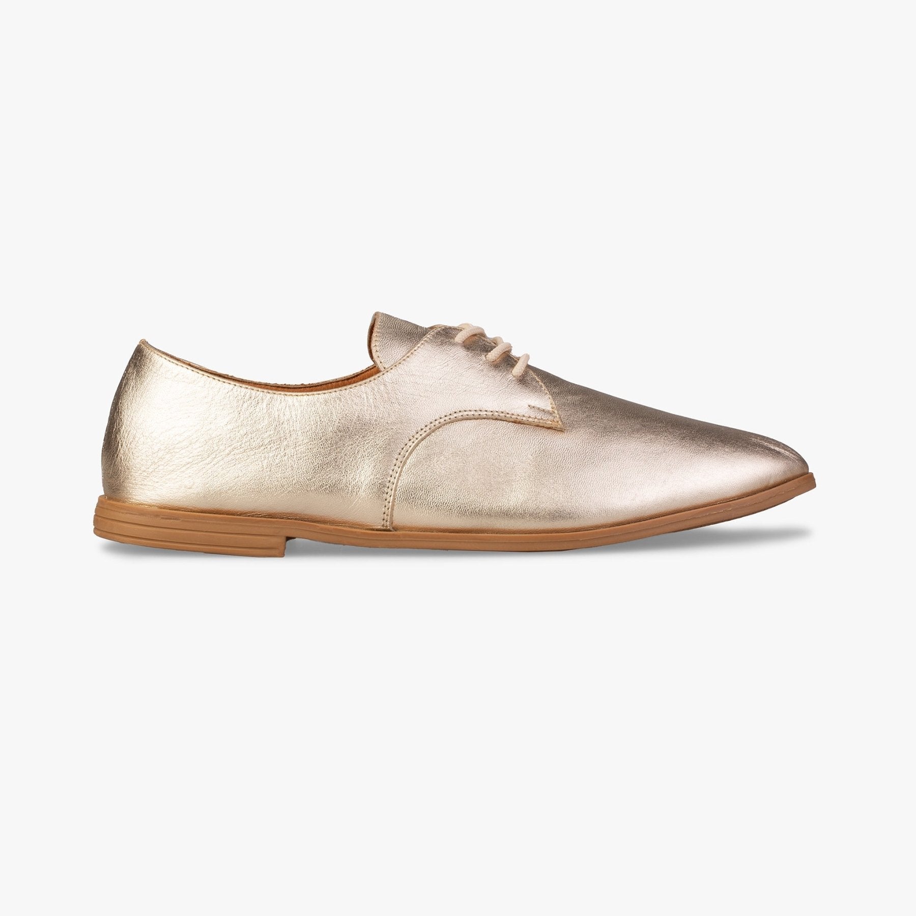 Golden Nectar Oxford Shoes - Womads Metallic Gold Leather Flats - Triniskies