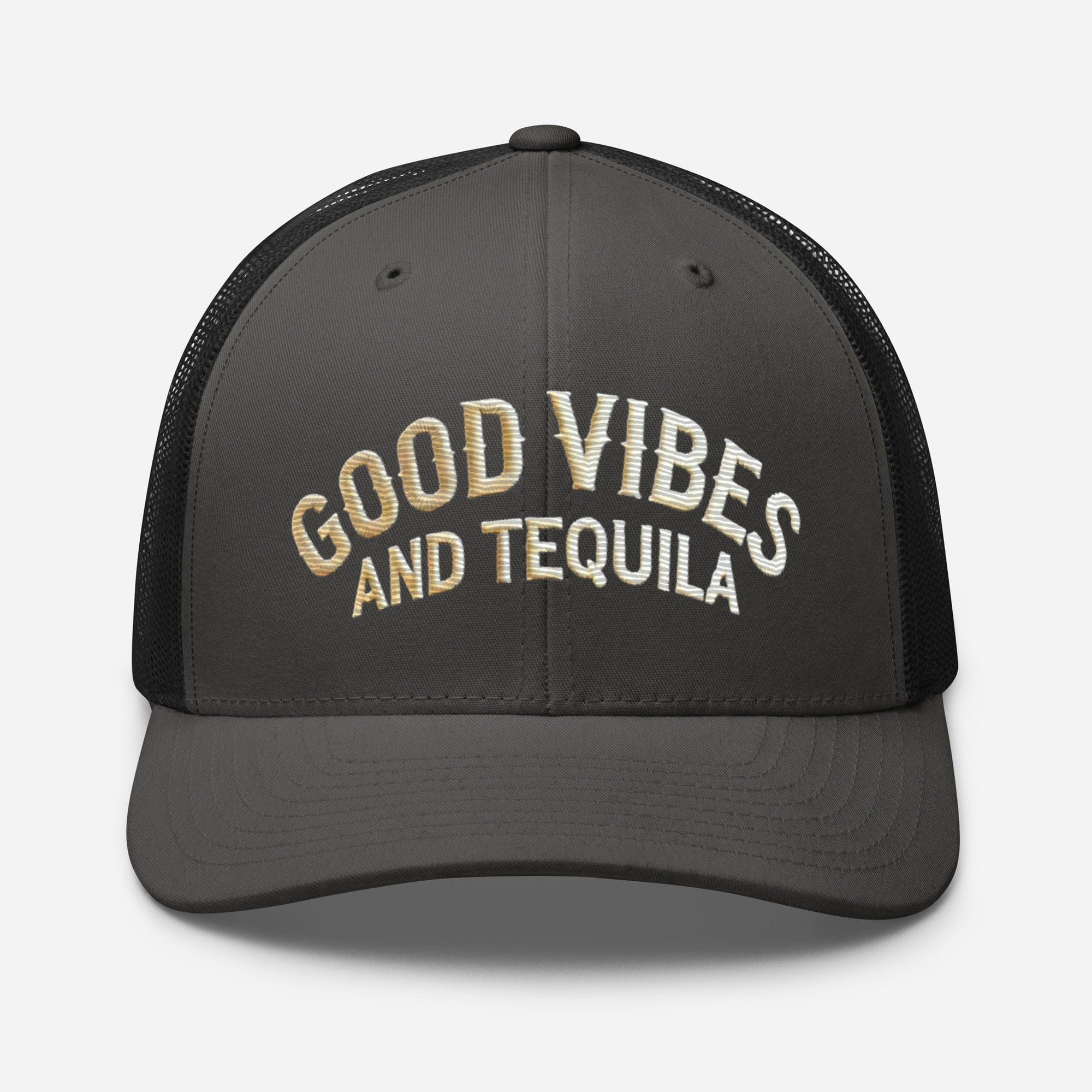 Good Vibes and Tequila Embroidered Trucker Cap: Classic Mesh Back, Adjustable Fit Great Gift - Triniskies