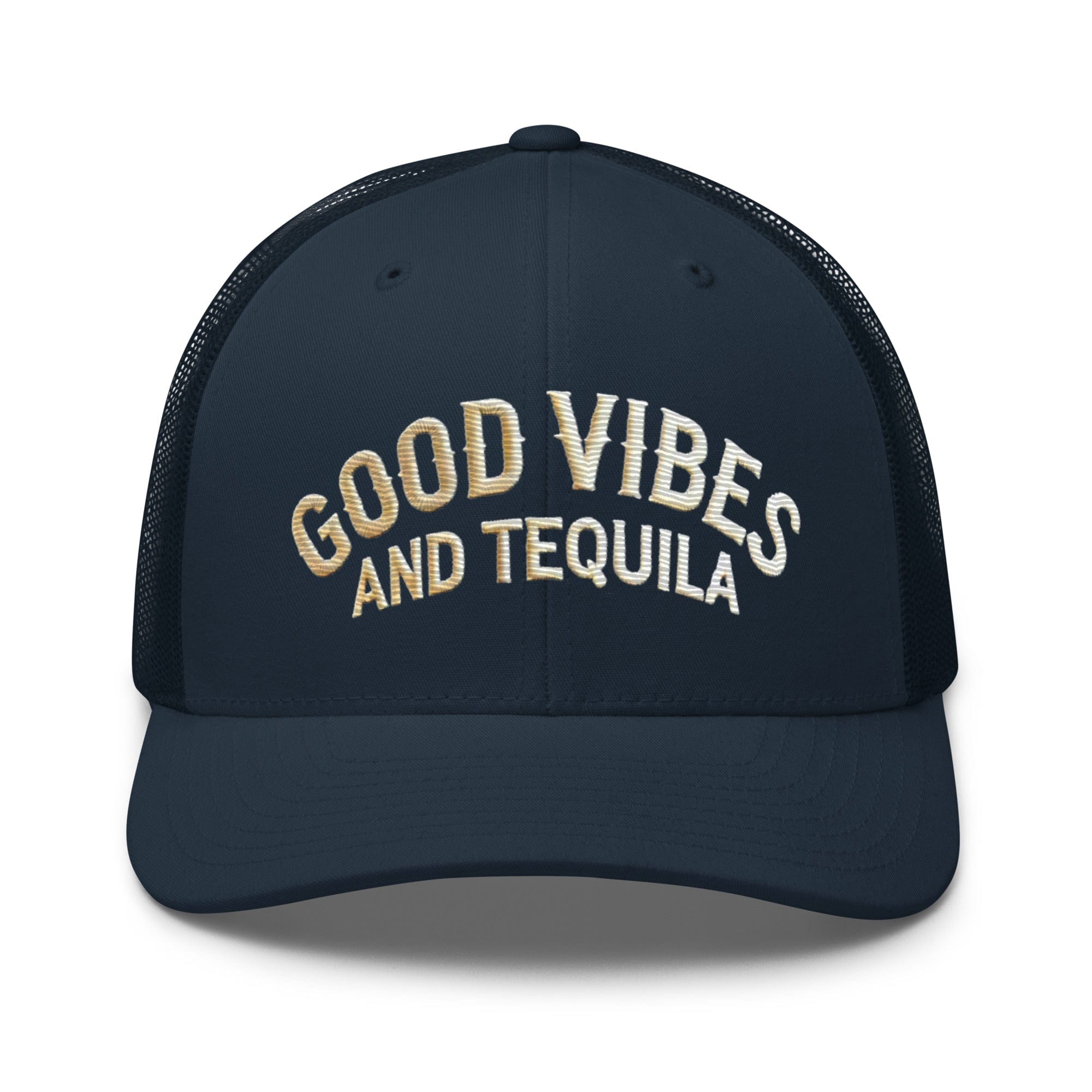 Good Vibes and Tequila Embroidered Trucker Cap: Classic Mesh Back, Adjustable Fit Great Gift - Triniskies
