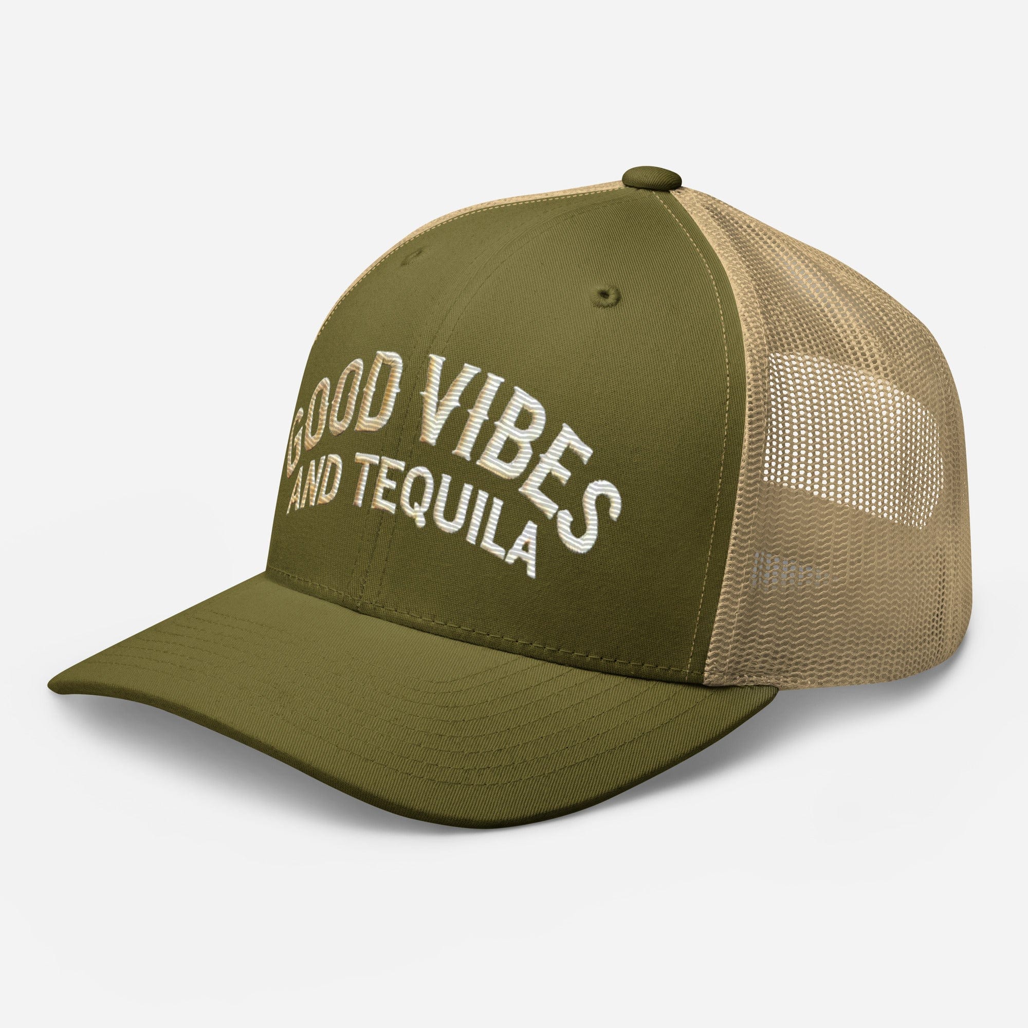 Good Vibes and Tequila Embroidered Trucker Cap: Classic Mesh Back, Adjustable Fit Great Gift - Triniskies