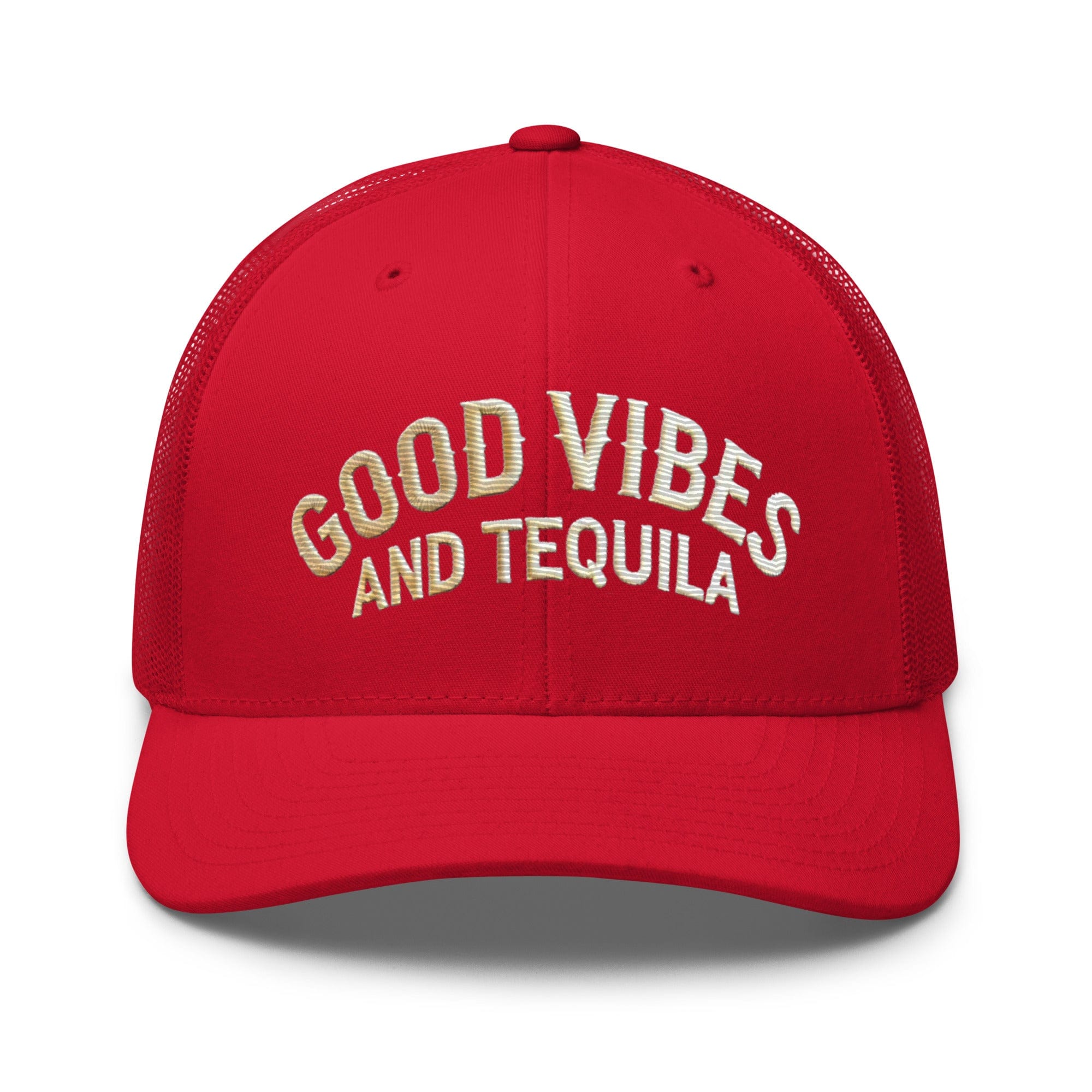 Good Vibes and Tequila Embroidered Trucker Cap: Classic Mesh Back, Adjustable Fit Great Gift - Triniskies