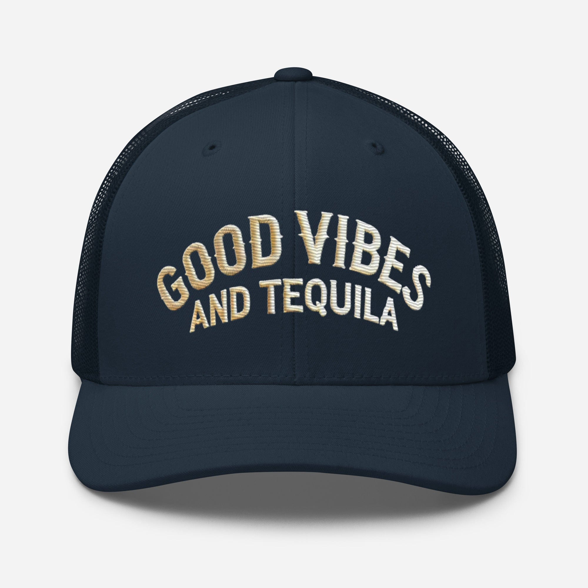 Good Vibes and Tequila Embroidered Trucker Cap: Classic Mesh Back, Adjustable Fit Great Gift - Triniskies
