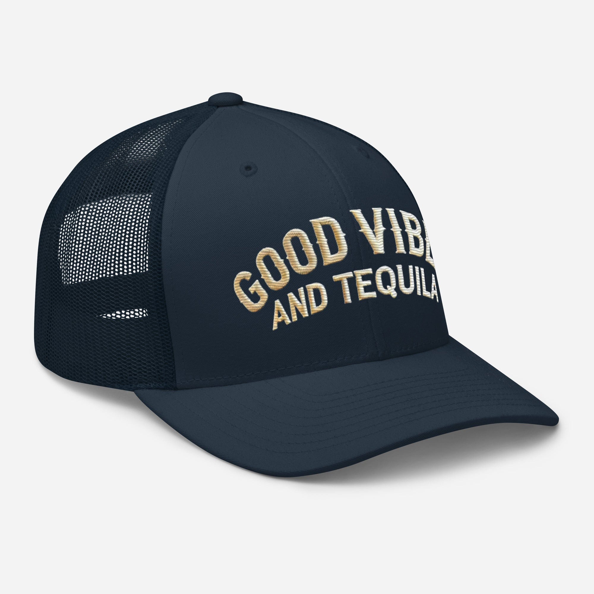 Good Vibes and Tequila Embroidered Trucker Cap: Classic Mesh Back, Adjustable Fit Great Gift - Triniskies