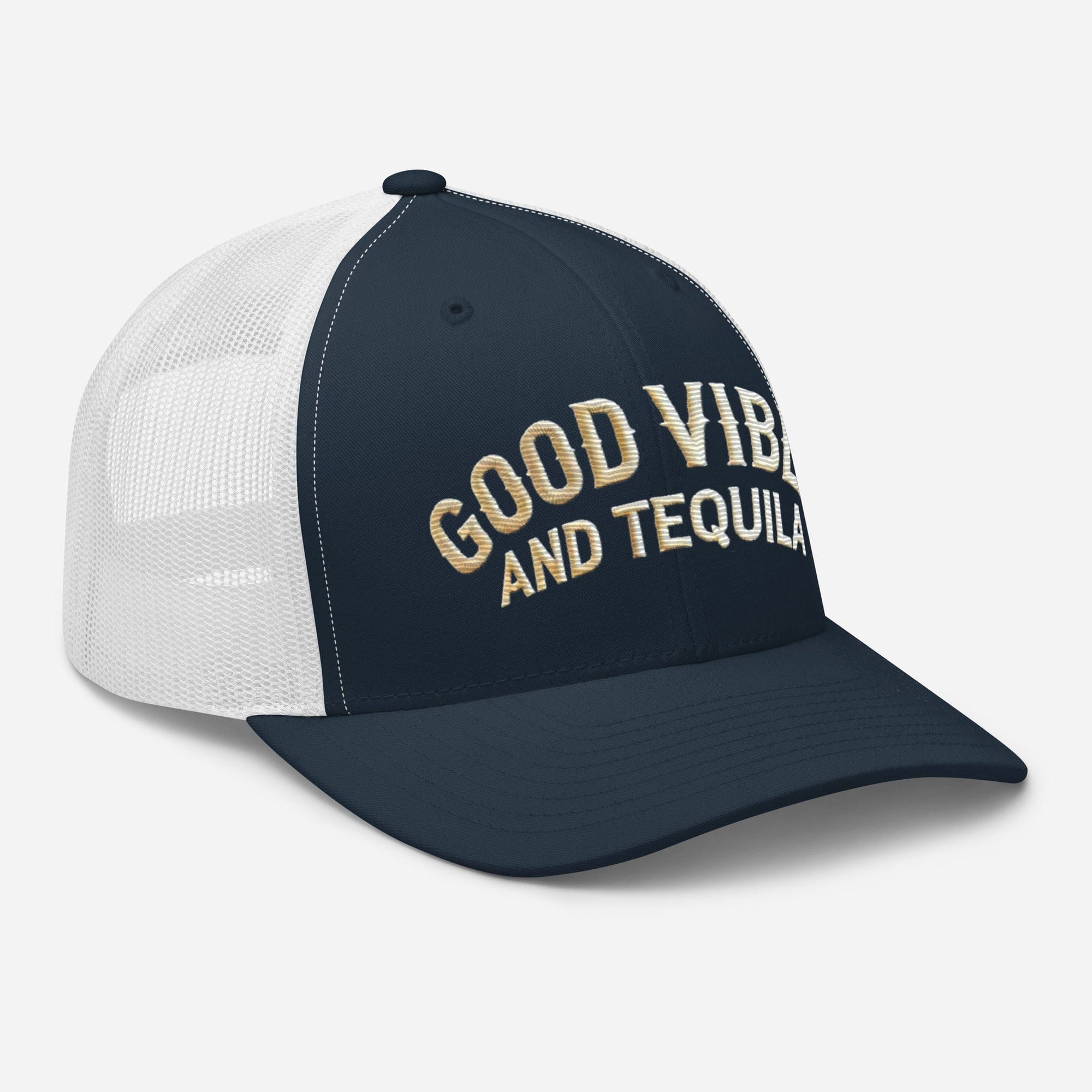 Good Vibes and Tequila Embroidered Trucker Cap: Classic Mesh Back, Adjustable Fit Great Gift - Triniskies
