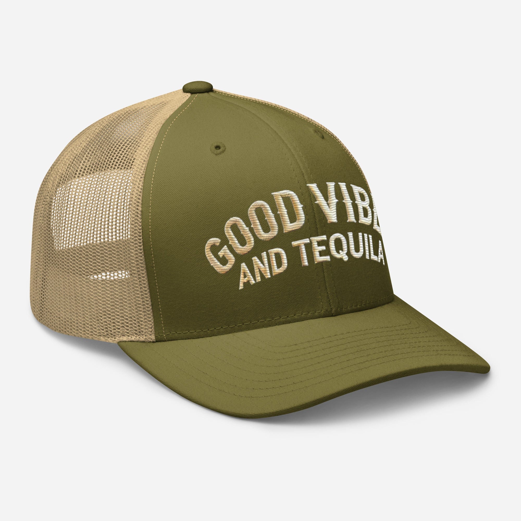 Good Vibes and Tequila Embroidered Trucker Cap: Classic Mesh Back, Adjustable Fit Great Gift - Triniskies
