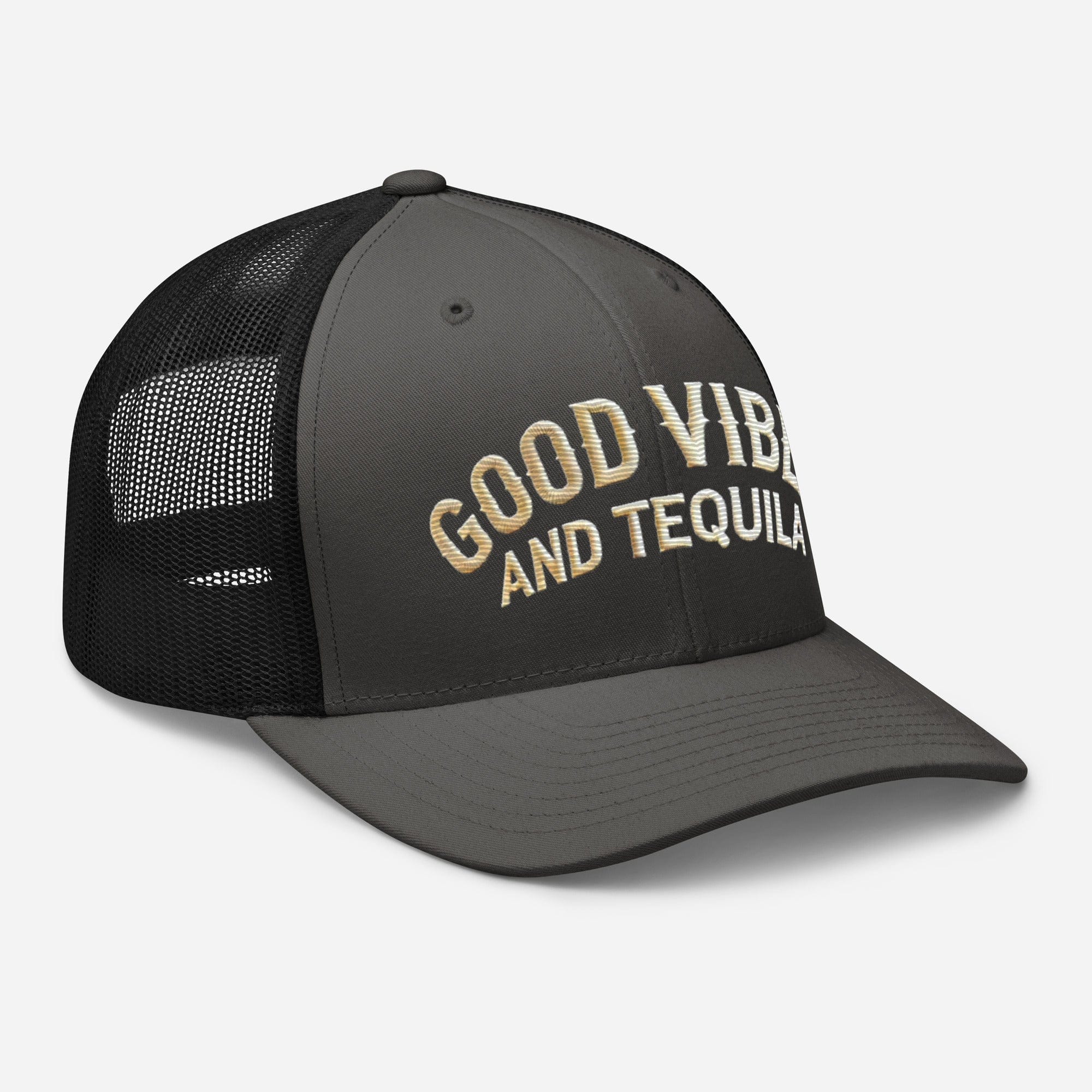 Good Vibes and Tequila Embroidered Trucker Cap: Classic Mesh Back, Adjustable Fit Great Gift - Triniskies