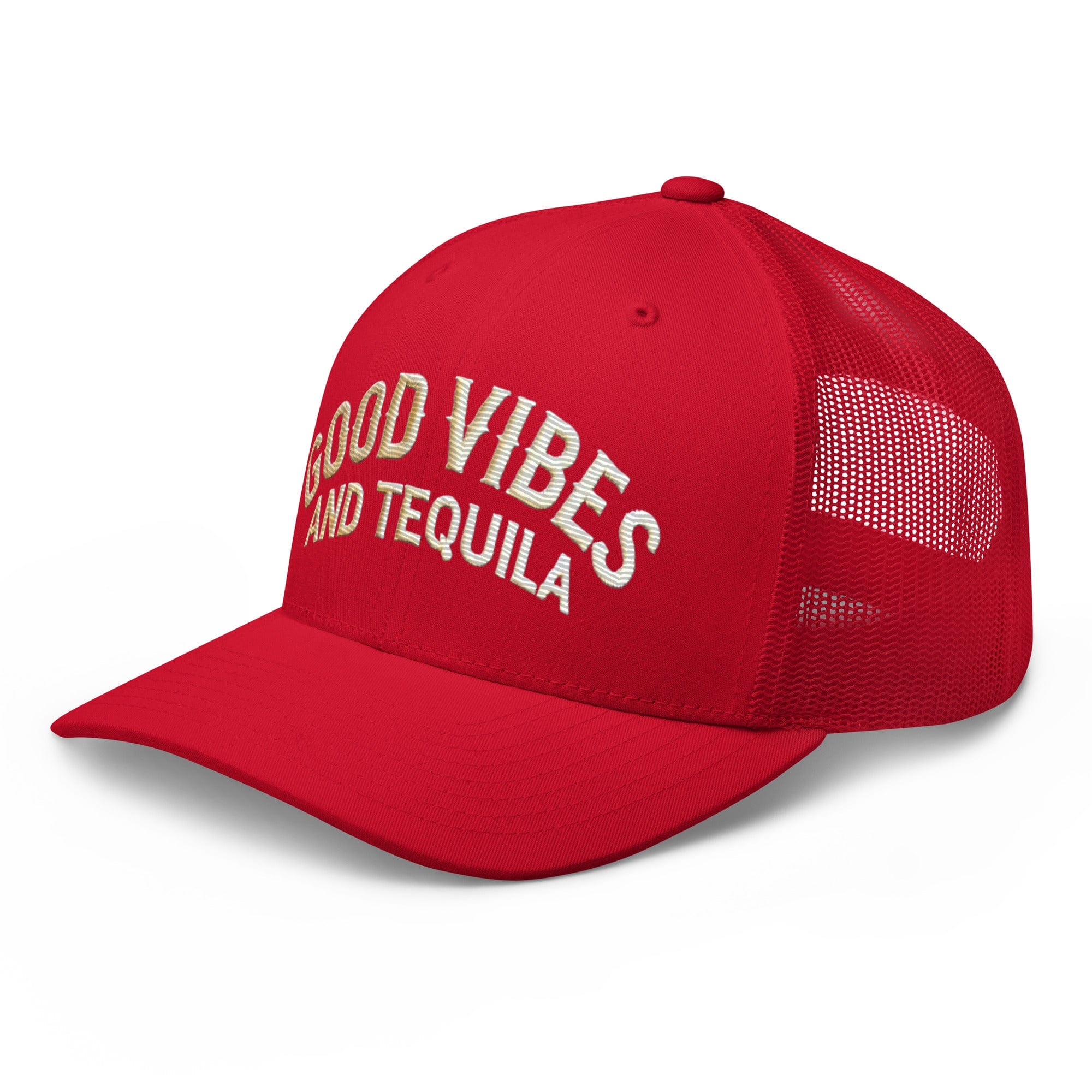 Good Vibes and Tequila Embroidered Trucker Cap: Classic Mesh Back, Adjustable Fit Great Gift - Triniskies
