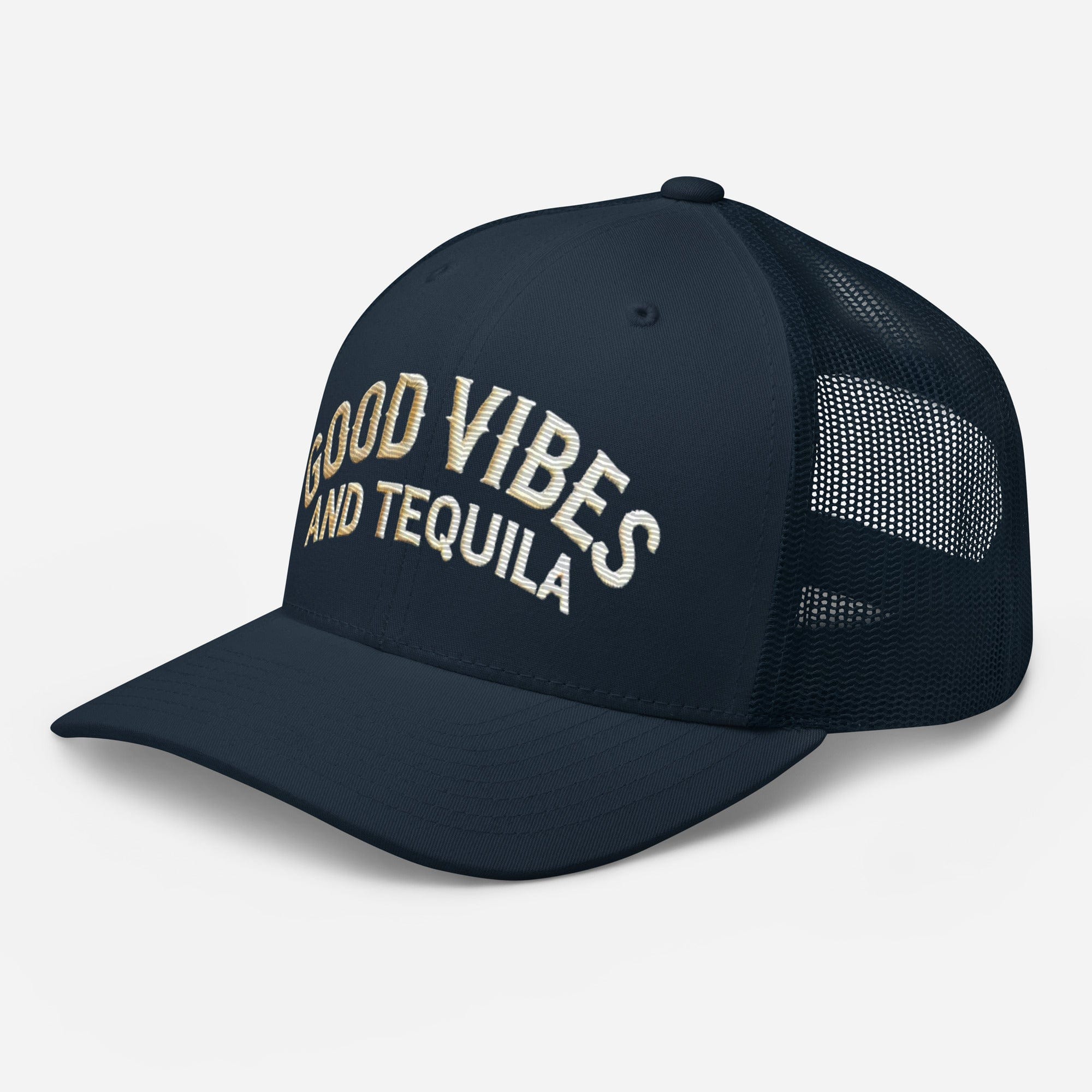 Good Vibes and Tequila Embroidered Trucker Cap: Classic Mesh Back, Adjustable Fit Great Gift - Triniskies