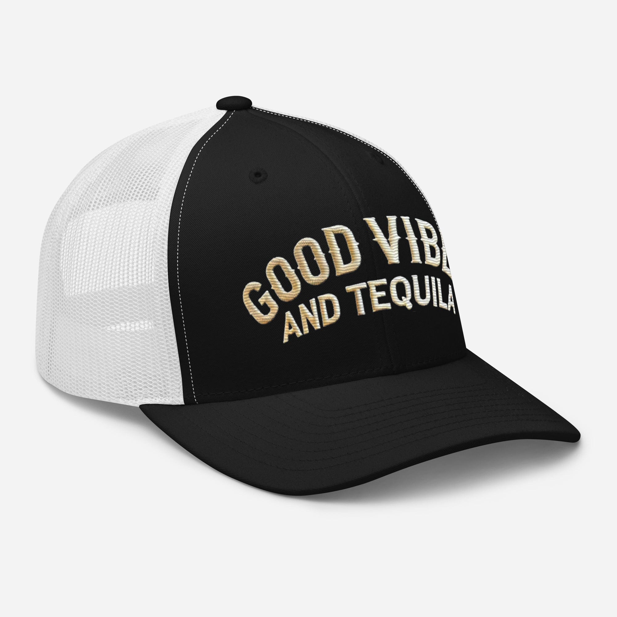 Good Vibes and Tequila Embroidered Trucker Cap: Classic Mesh Back, Adjustable Fit Great Gift - Triniskies