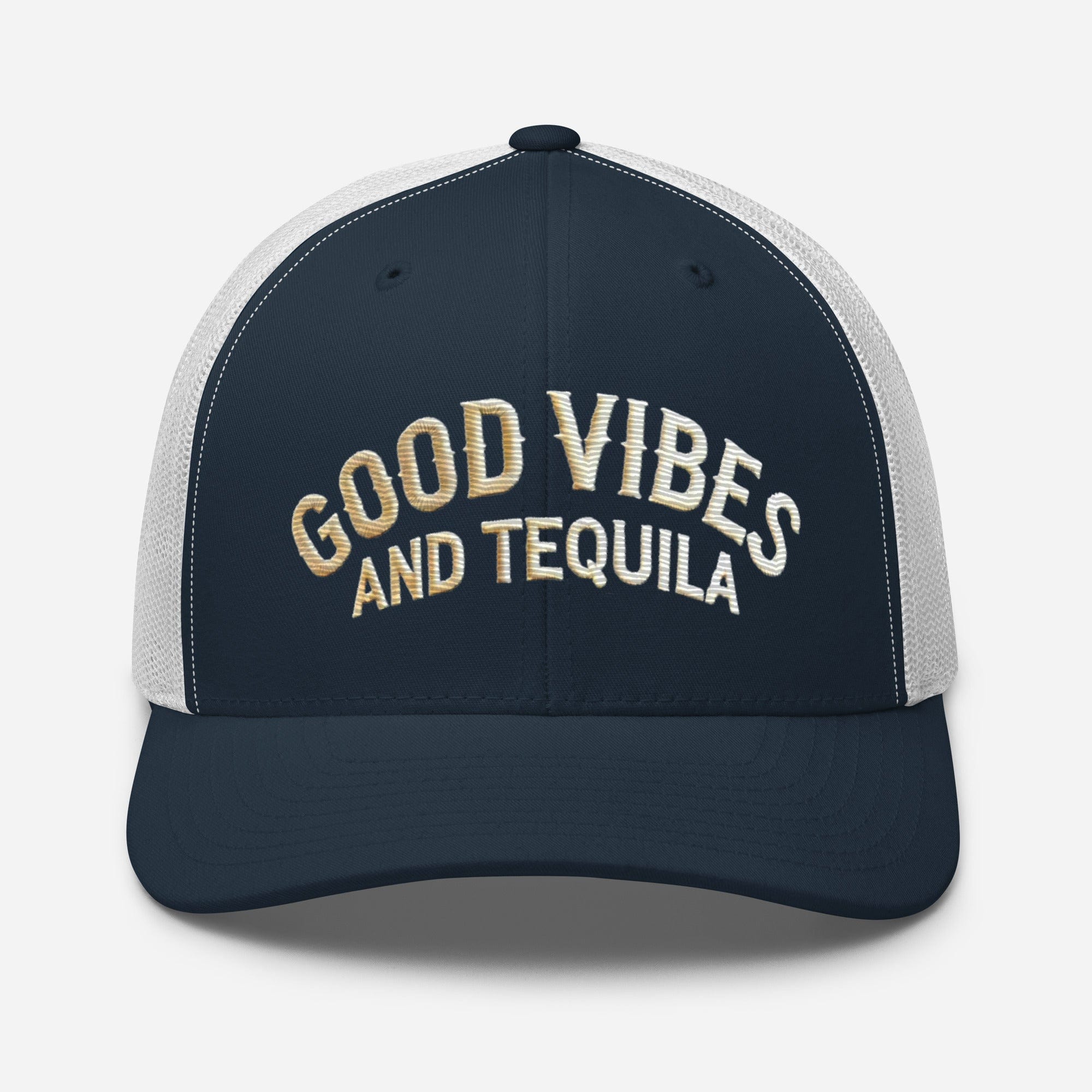 Good Vibes and Tequila Embroidered Trucker Cap: Classic Mesh Back, Adjustable Fit Great Gift - Triniskies