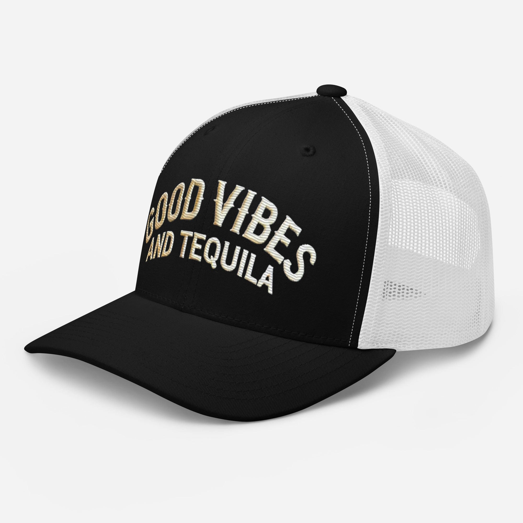 Good Vibes and Tequila Embroidered Trucker Cap: Classic Mesh Back, Adjustable Fit Great Gift - Triniskies