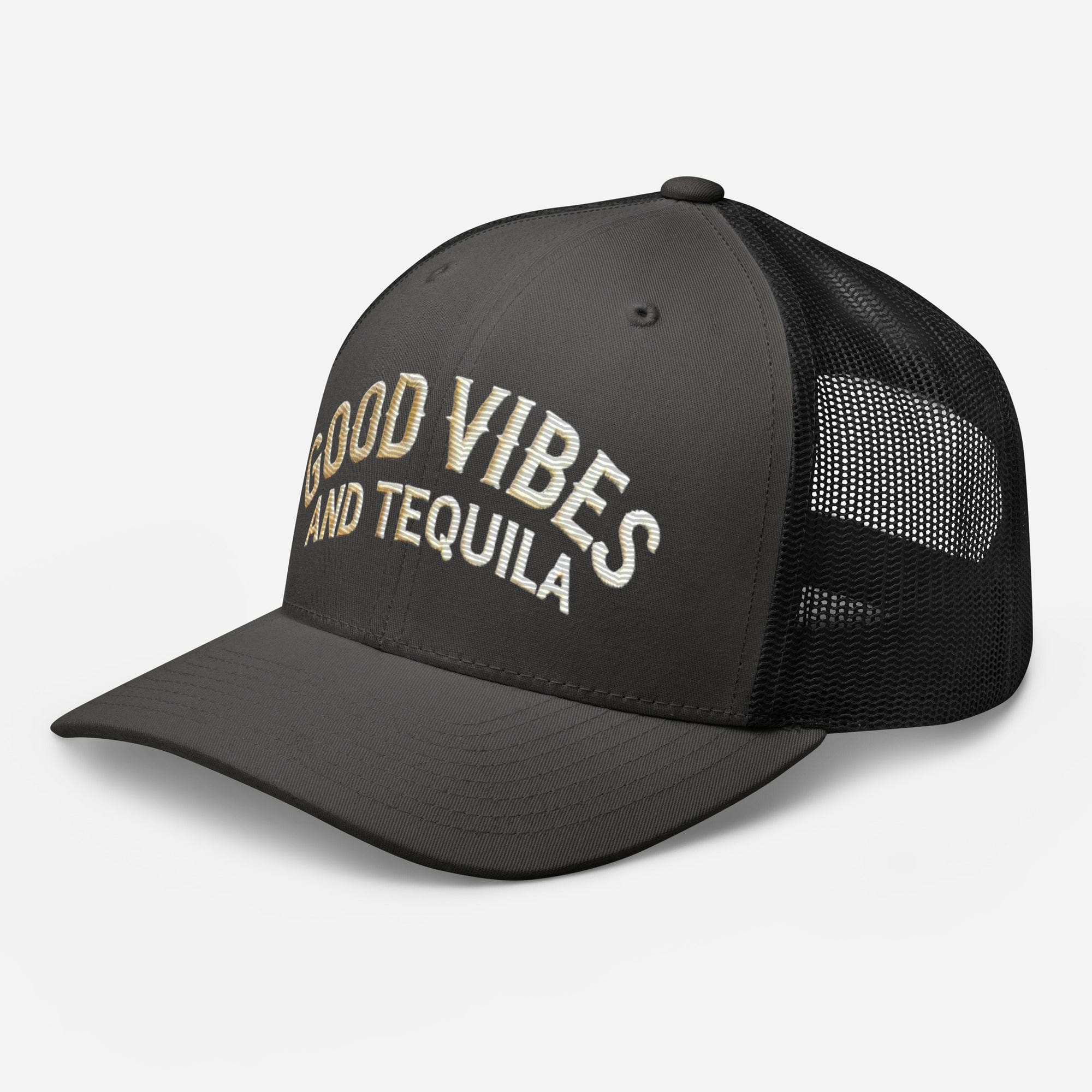 Good Vibes and Tequila Embroidered Trucker Cap: Classic Mesh Back, Adjustable Fit Great Gift - Triniskies