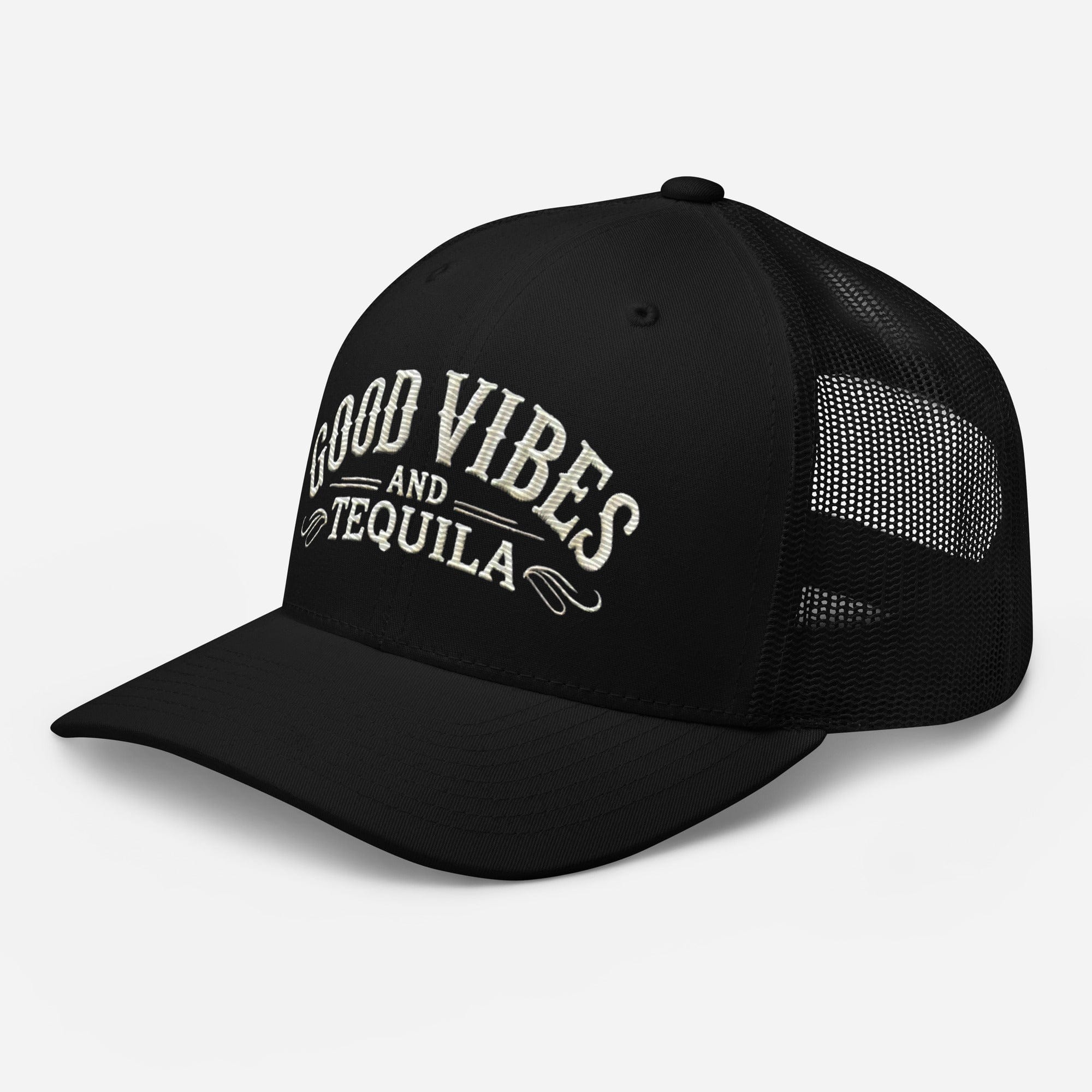 Good Vibes and Tequila Embroidered Trucker Cap: Classic Mesh Back, Adjustable Fit Party Hat Great Gift Idea - Triniskies