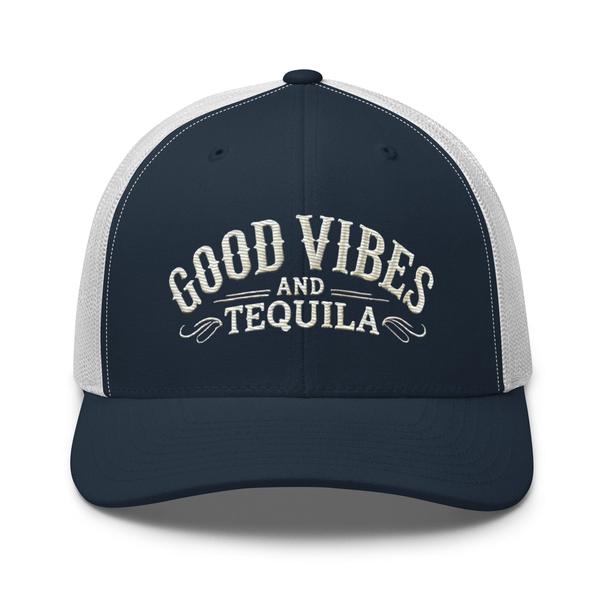 Good Vibes and Tequila Embroidered Trucker Cap: Classic Mesh Back, Adjustable Fit Party Hat Great Gift Idea - Triniskies