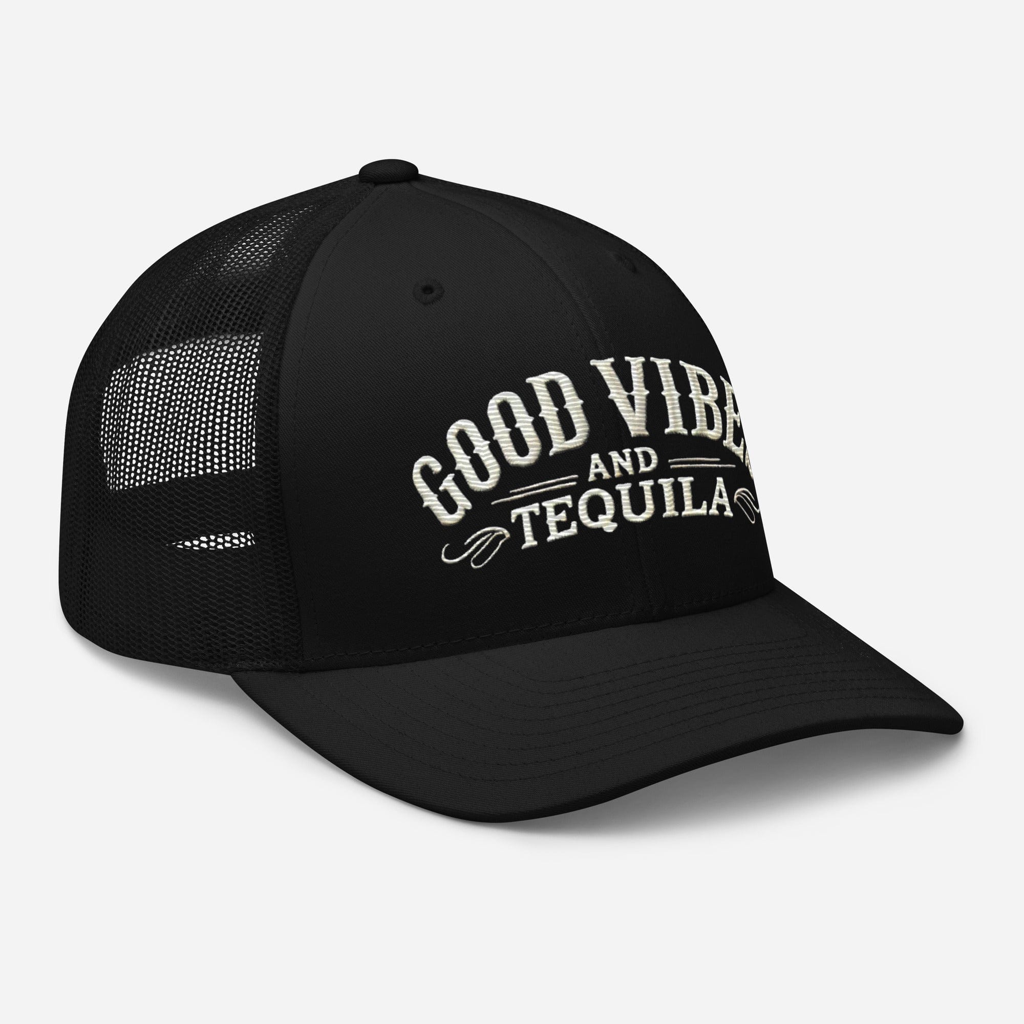 Good Vibes and Tequila Embroidered Trucker Cap: Classic Mesh Back, Adjustable Fit Party Hat Great Gift Idea - Triniskies