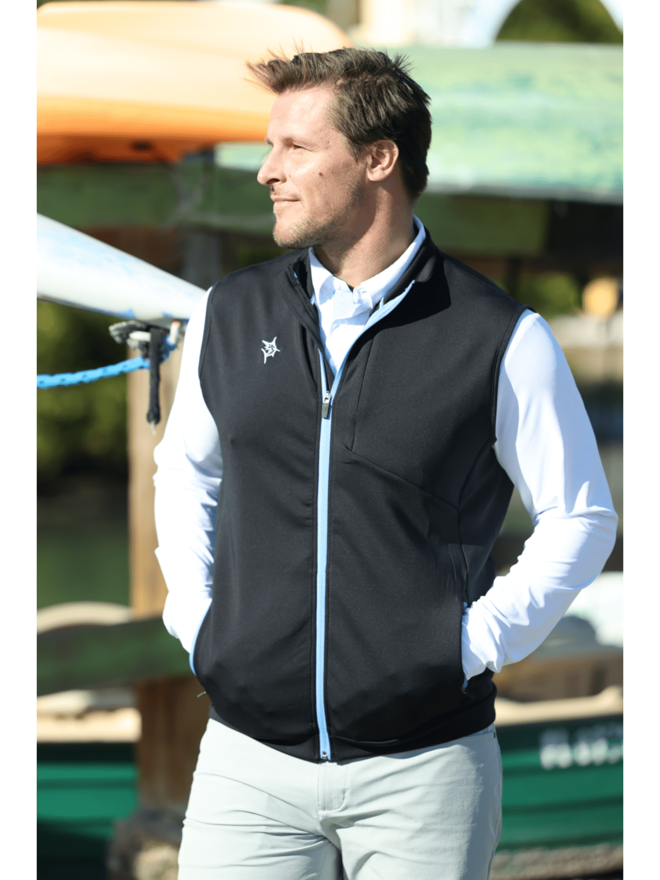 Harborside Full Zip Jacket Black - Performance Golf Outerwear Men's Golf Vest - Triniskies
