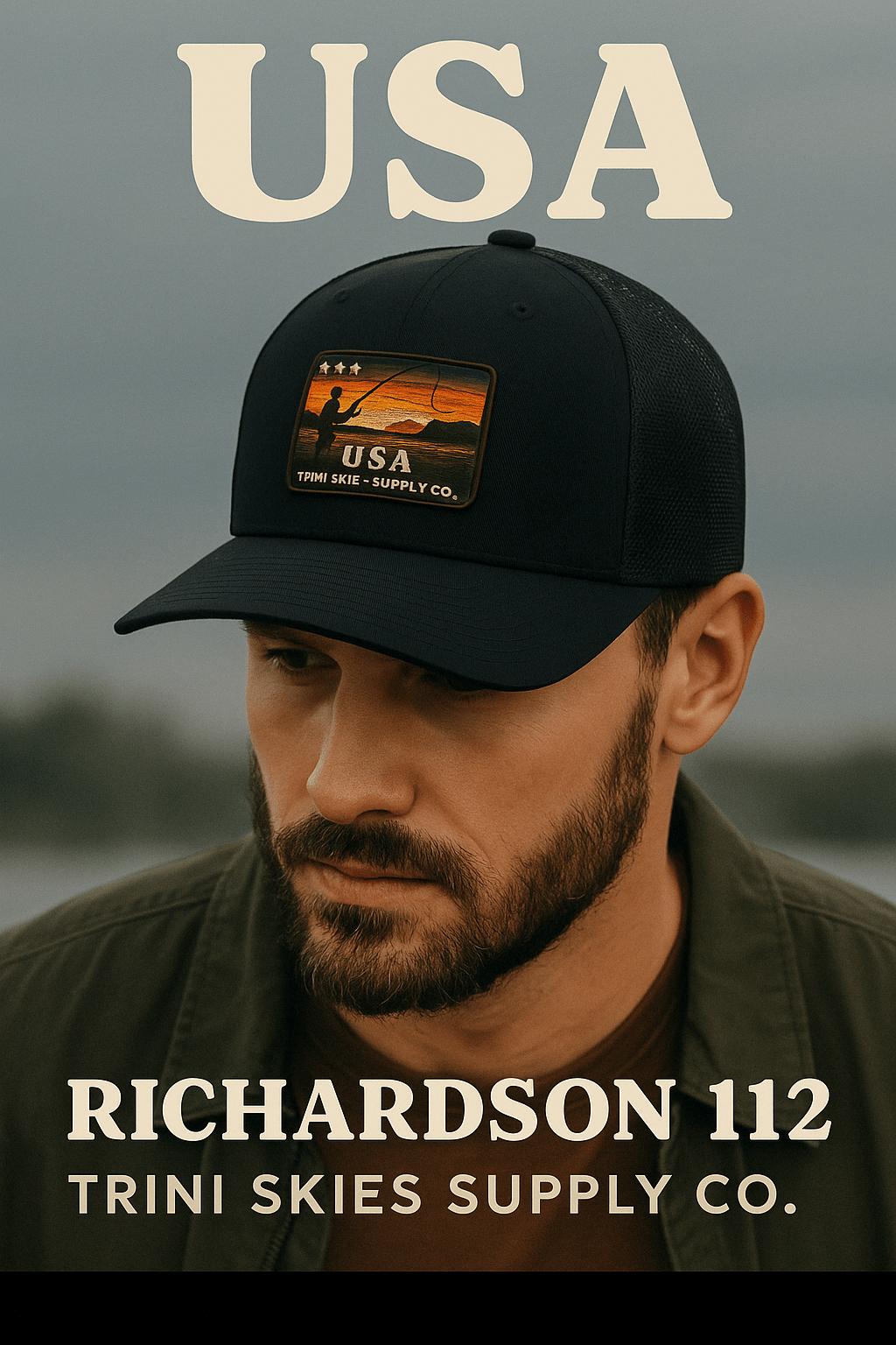 Heritage Waters USA Patch Hat – Richardson 112 Trucker Cap | Patriotic Fishing Hat | Trini Skies Supply Co. Outdoor Vintage Snapback - Triniskies