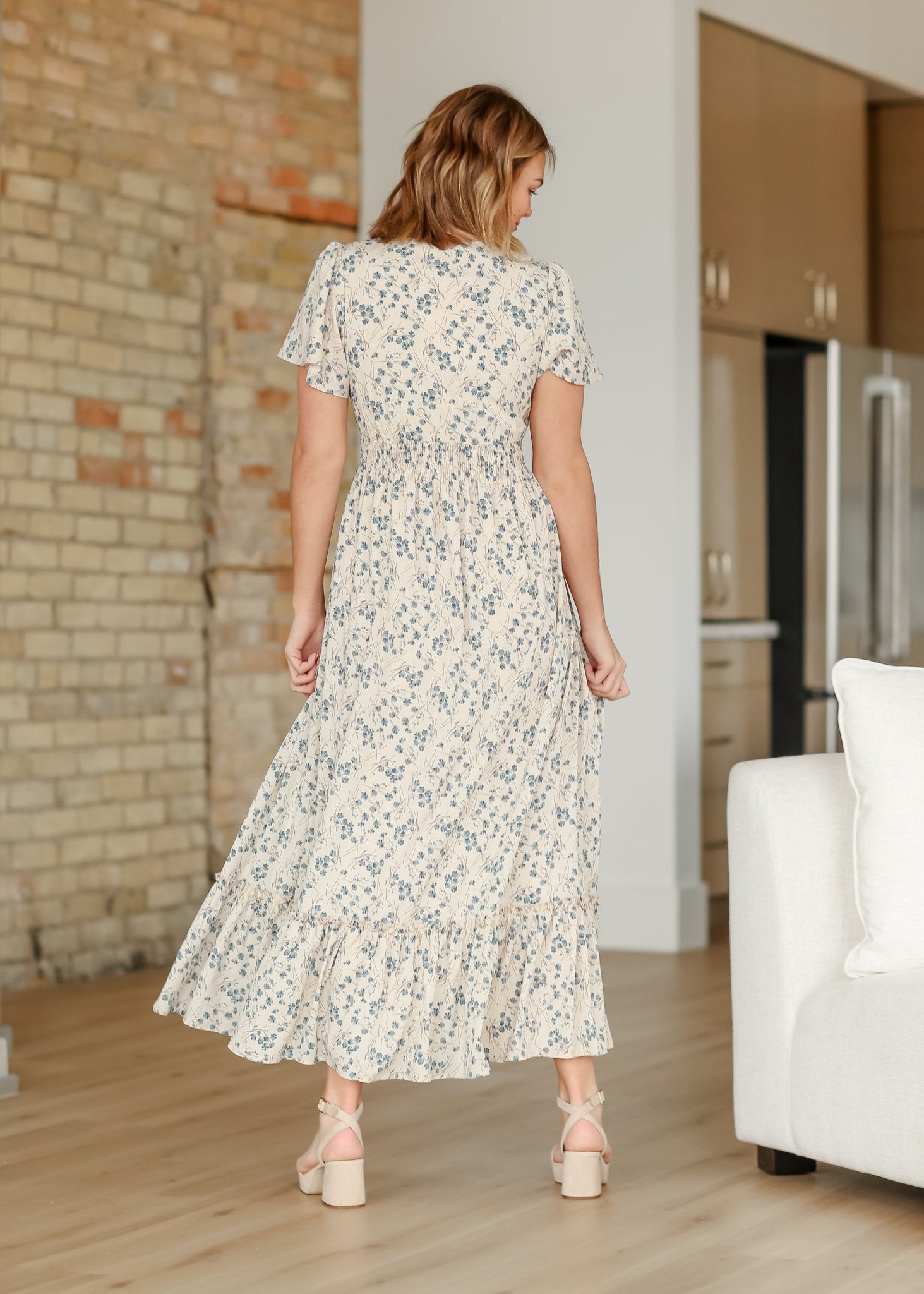 Isabella V - Neck Floral Maxi Dress – Blue Floral | Final Sale - Triniskies