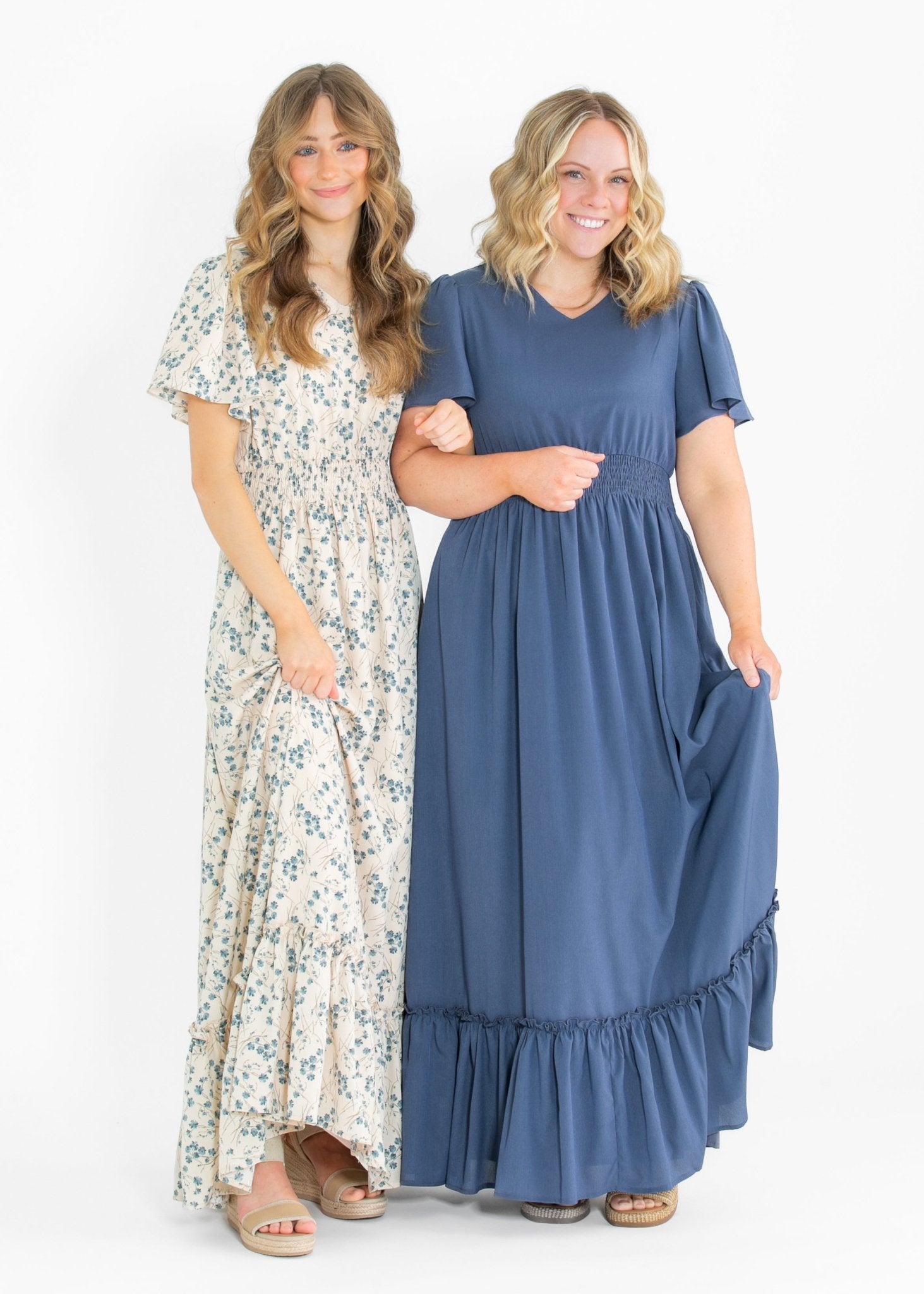 Isabella V - Neck Floral Maxi Dress – Blue Floral | Final Sale - Triniskies